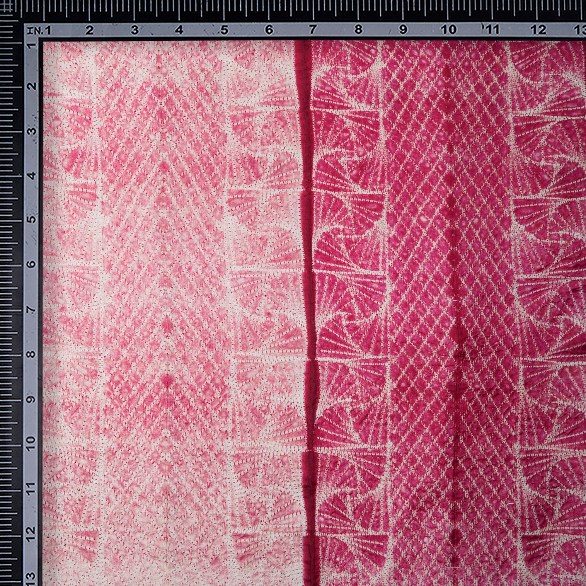 Magenta Natural Dye Hand Crafted Shibori Printed Mulberry Silk Unstitched Kurta Piece (2.50 Mtr Piece)