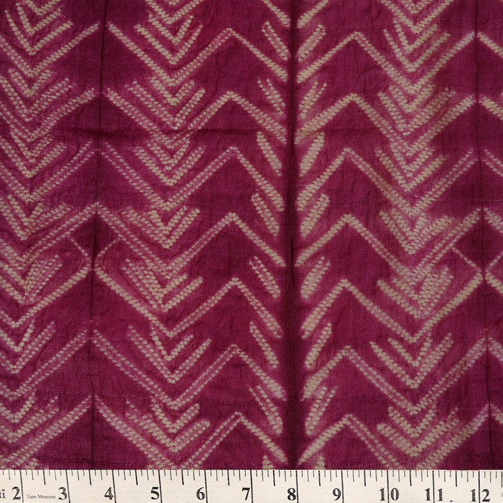 (Pre Cut 2.75 Mtr Piece) Mulberry Color Handcrafted Shibori Tussar Silk
