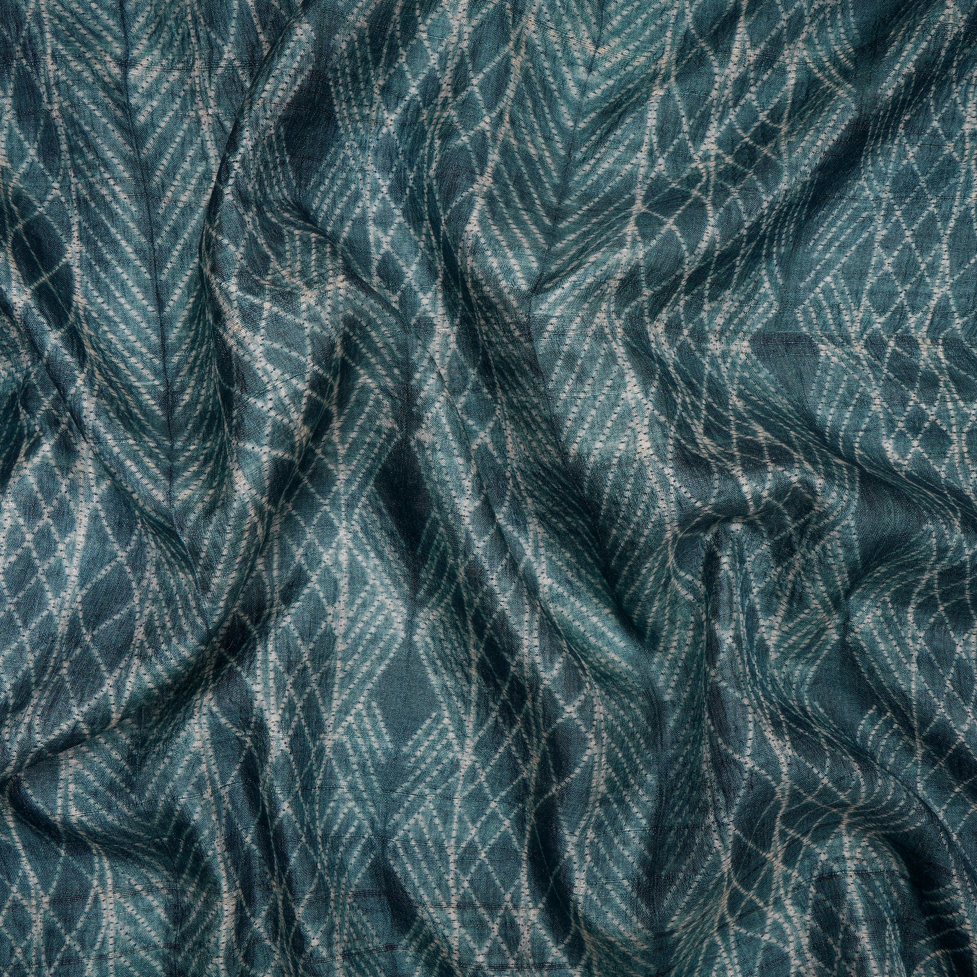Hydro Natural Dye Hand Crafted Shibori Printed Tusser Silk Unstitched Kurta Piece (2.70 Mtr Piece)