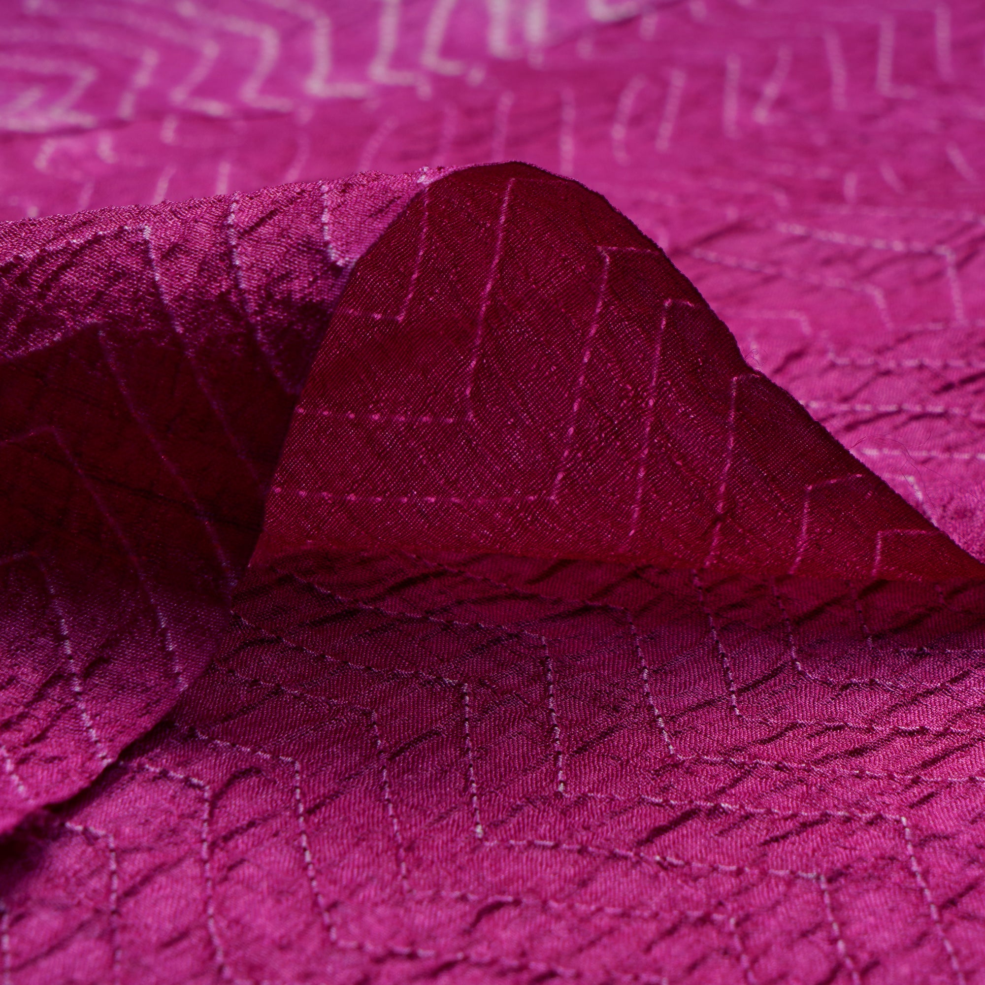 Rani Pink Natural Dye Hand Crafted Shibori Printed Tusser Silk Unstitched Kurta Piece (2.70 Mtr Piece)