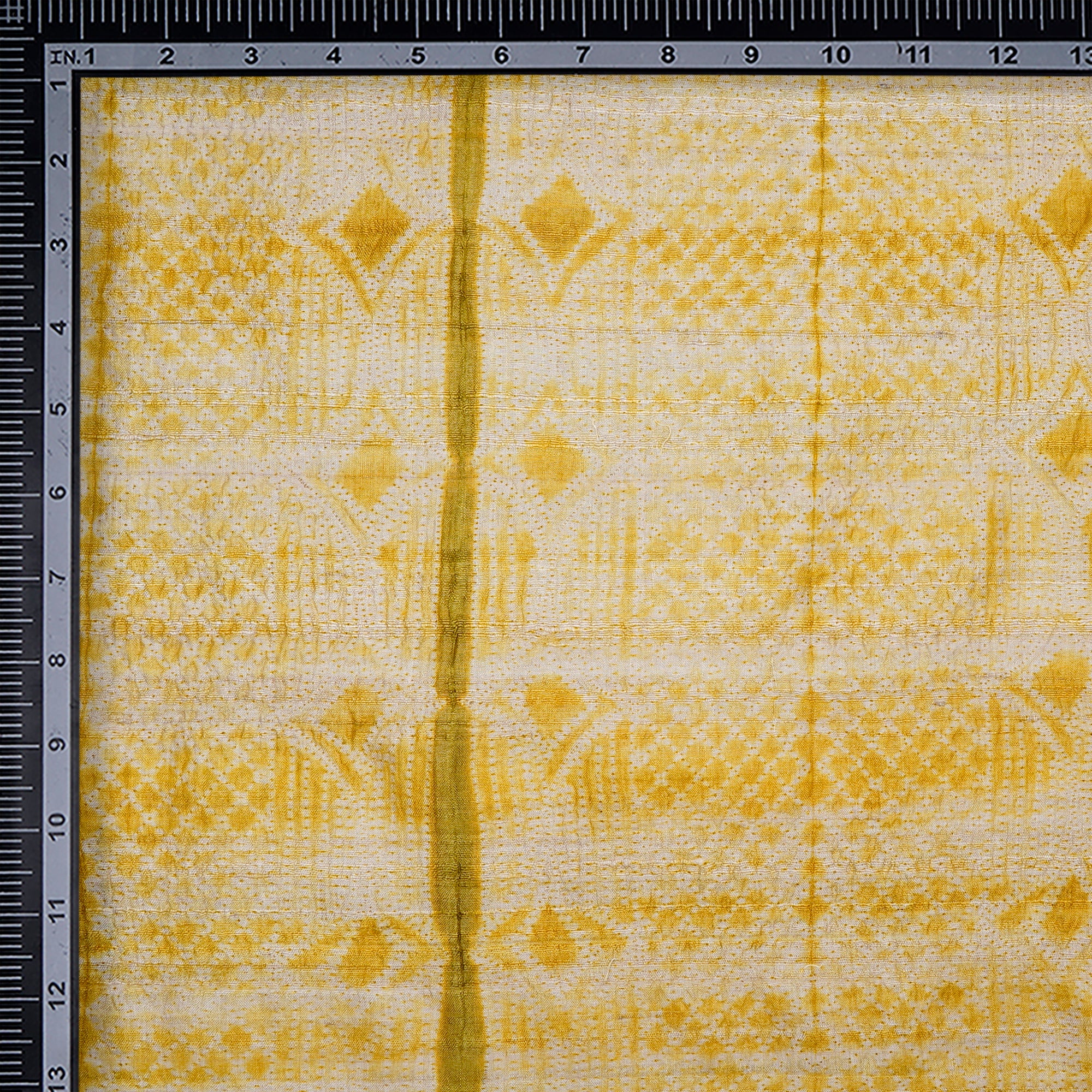 Mustard Natural Dye Hand Crafted Shibori Printed Tusser Silk Unstitched Kurta Piece (2.70 Mtr Piece)
