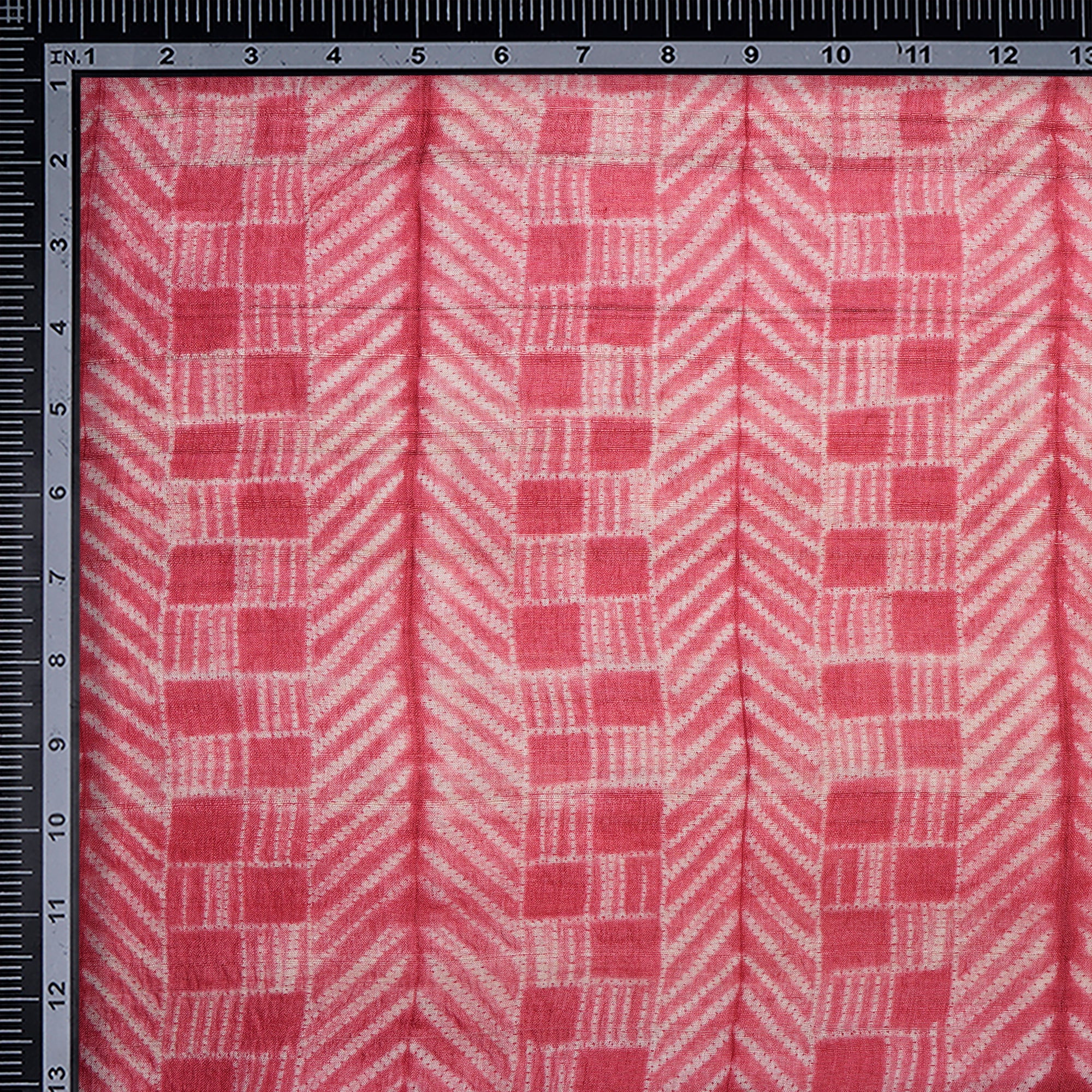Rococco Red Natural Dye Hand Crafted Shibori Printed Tusser Silk Unstitched Kurta Piece (2.70 Mtr Piece)