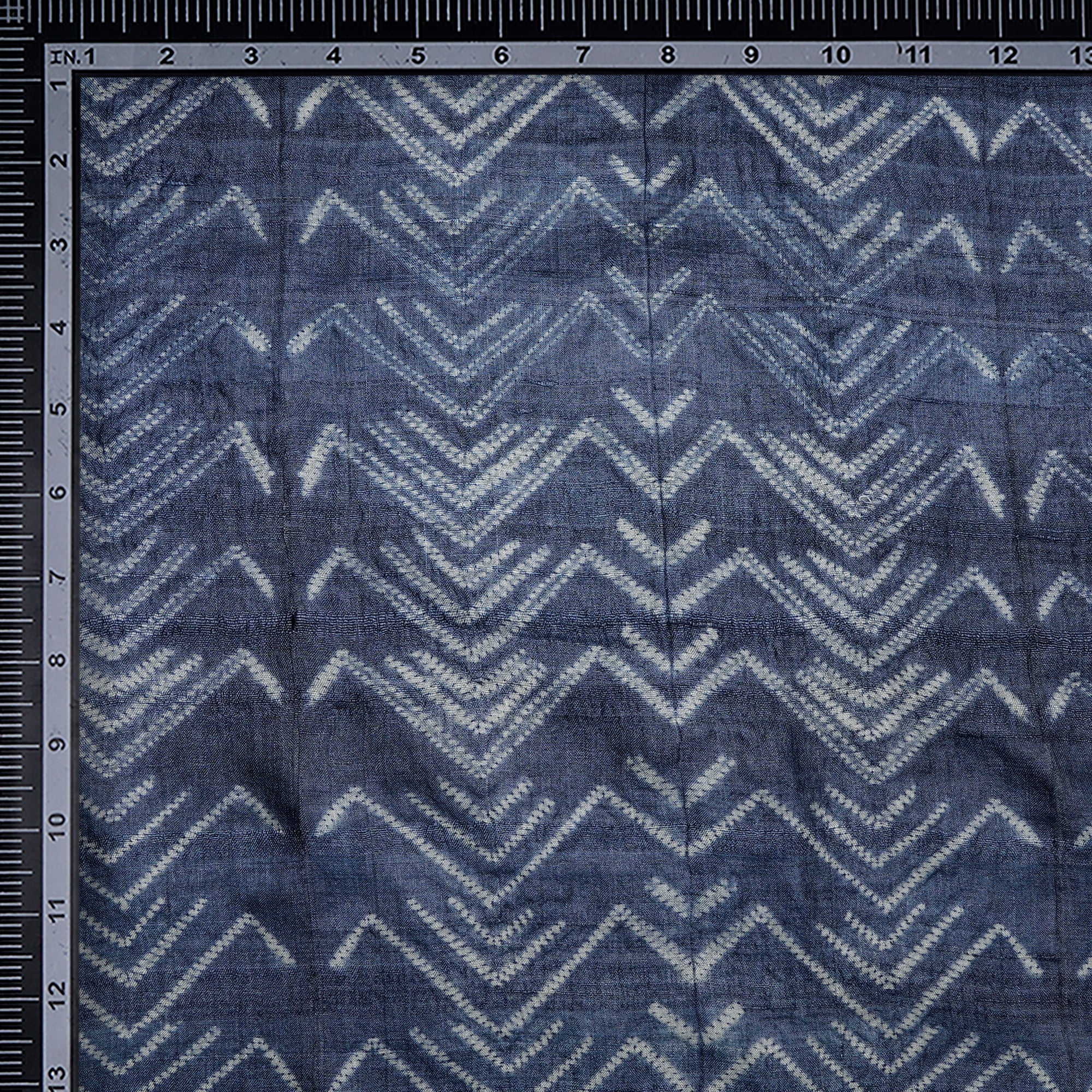 Mallard Blue Natural Dye Hand Crafted Shibori Printed Tusser Silk Unstitched Kurta Piece (2.70 Mtr Piece)