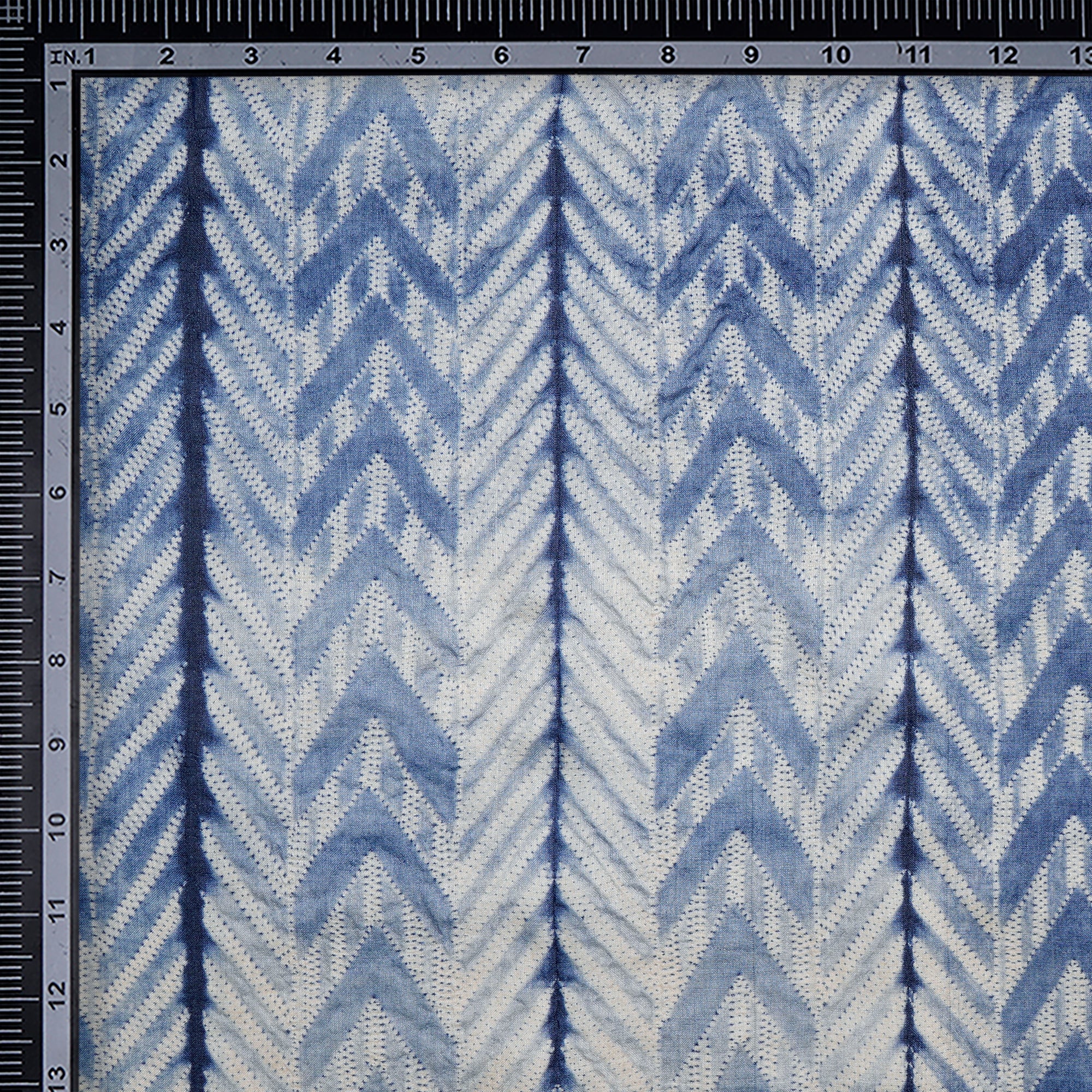 Navy Blue Natural Dye Hand Crafted Shibori Printed Tusser Silk Unstitched Kurta Piece (2.70 Mtr Piece)
