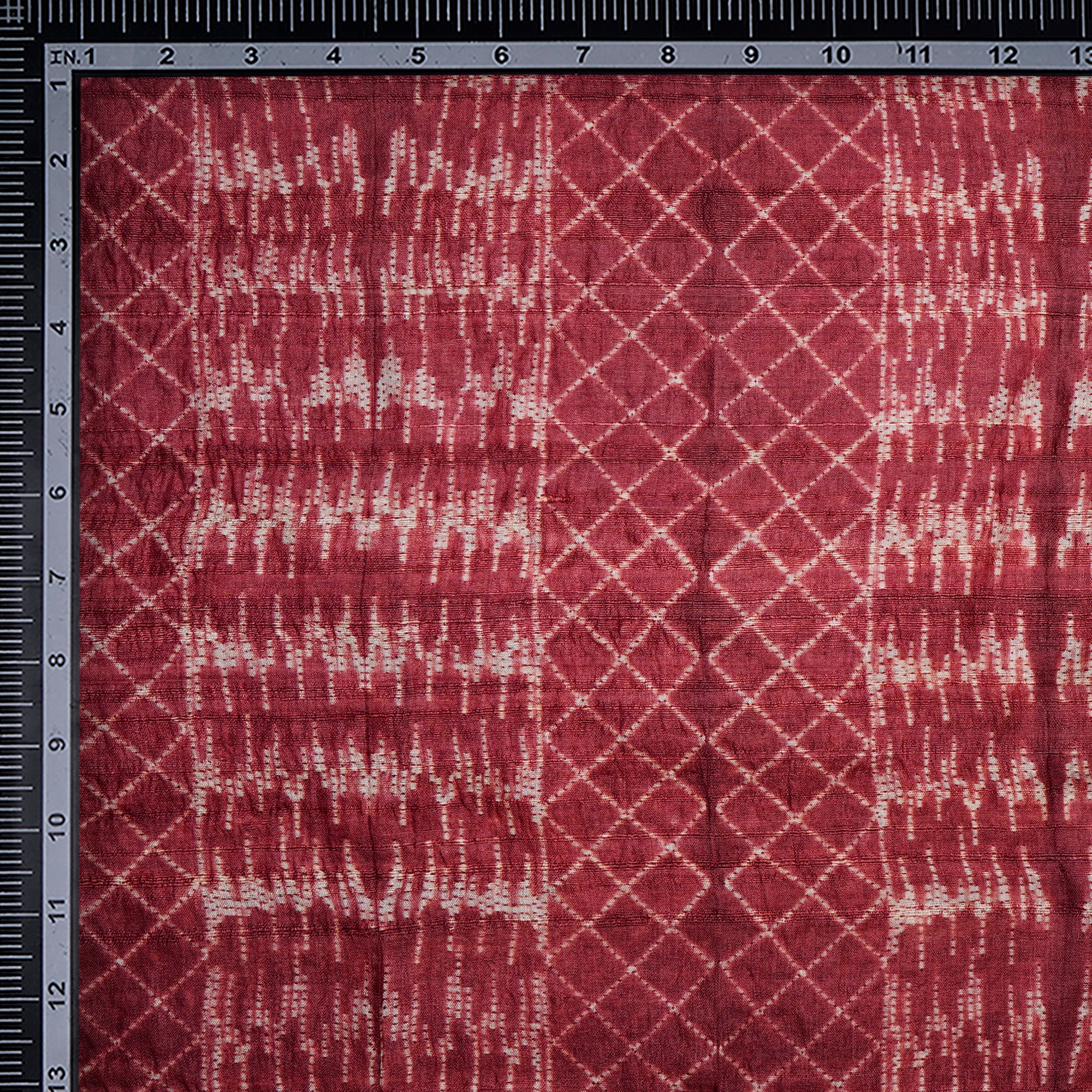 Biking Red Natural Dye Hand Crafted Shibori Printed Tusser Silk Unstitched Kurta Piece (2.70 Mtr Piece)