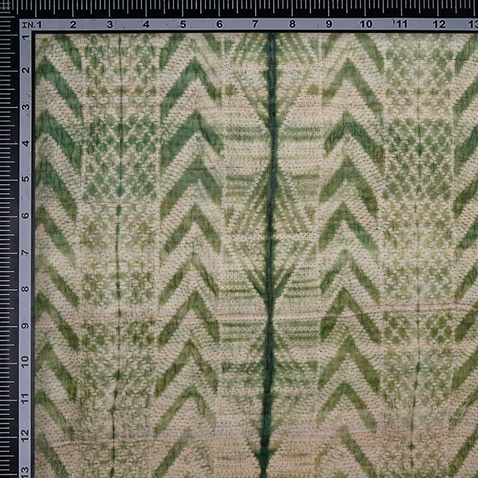 Vineyard Green Natural Dye Hand Crafted Shibori Printed Tusser Silk Unstitched Kurta Piece (2.70 Mtr Piece)