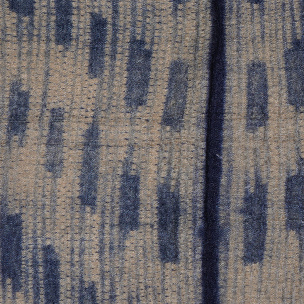 (Pre Cut 2.50 Mtr Piece) Navy Blue Color Handcrafted Shibori Tussar Silk