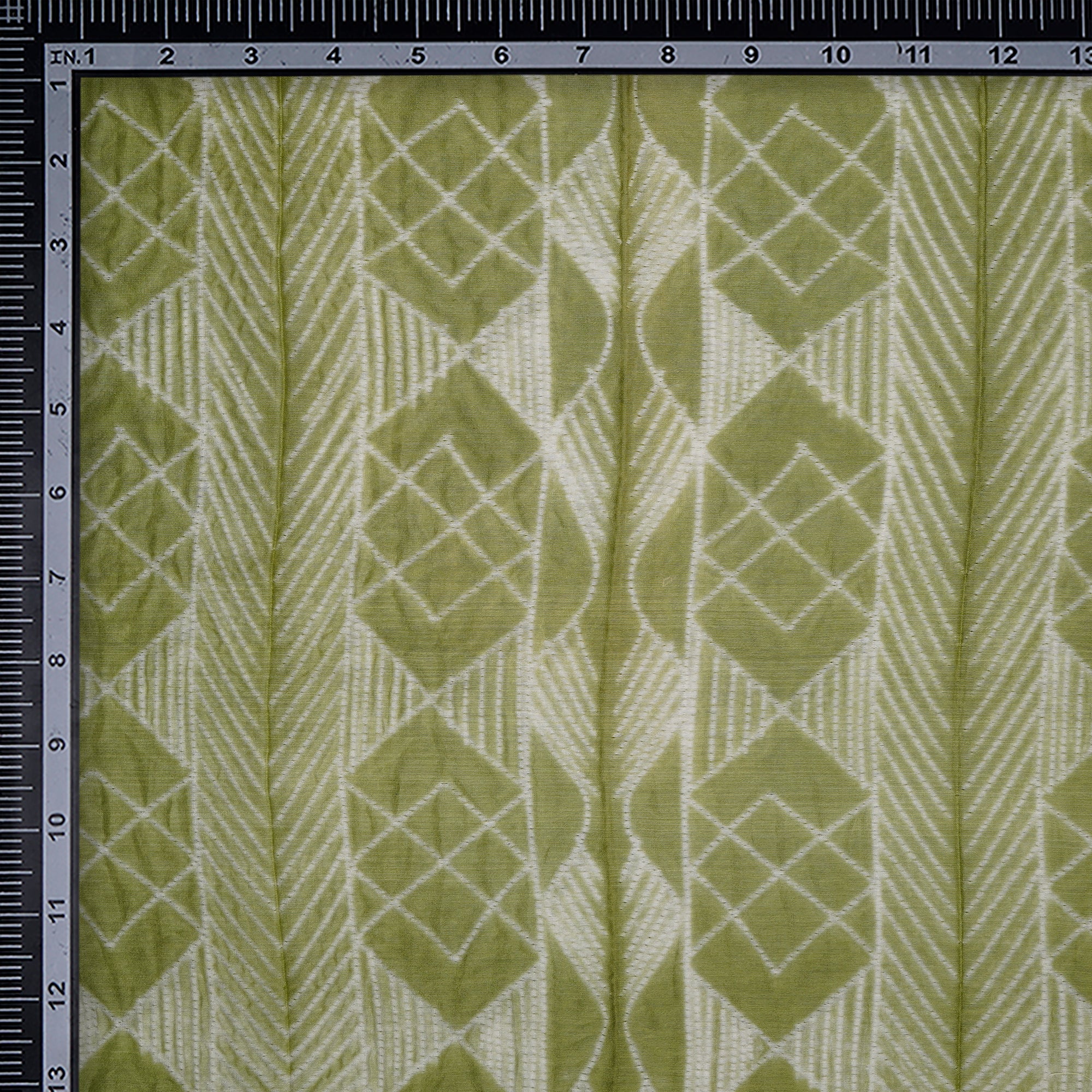 (Pre-Cut 2.60 Mtr) Light Green Handcrafted Shibori Pure Chanderi Fabric