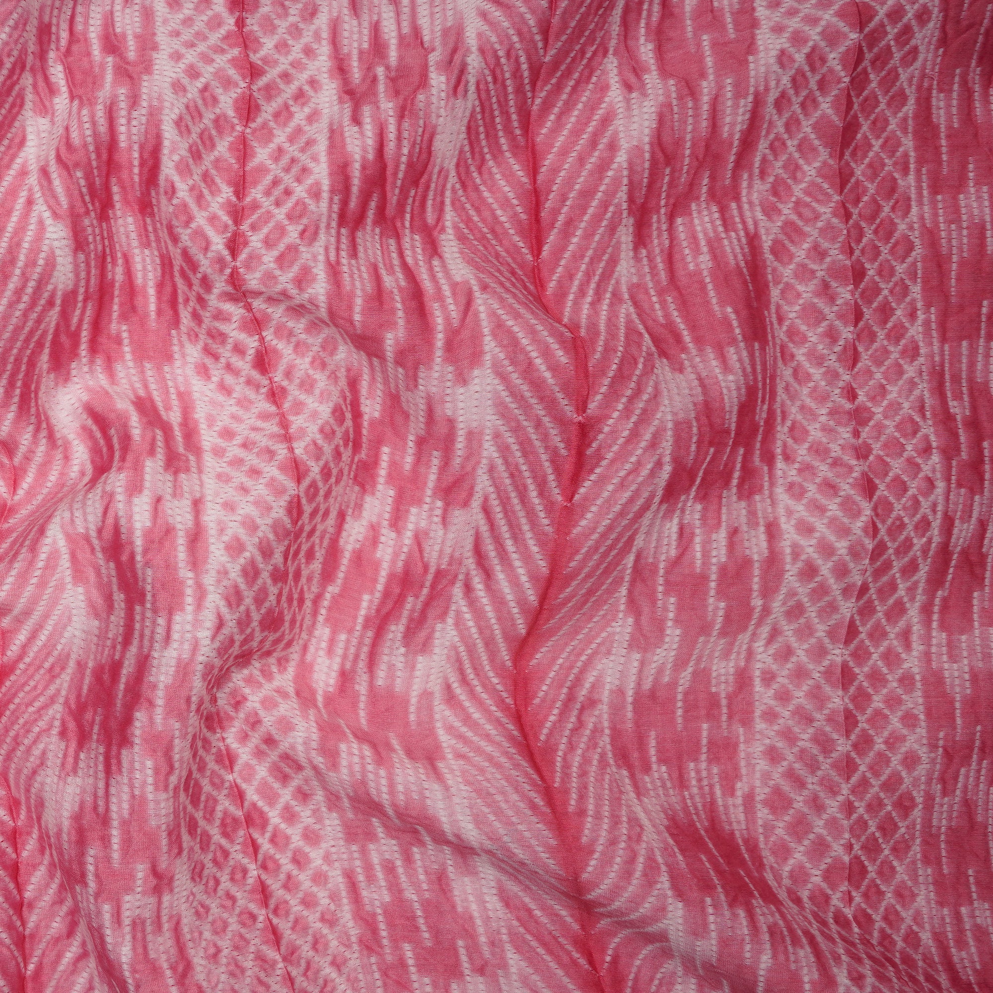(Pre-Cut 2.65 Mtr) Peach Handcrafted Shibori Pure Chanderi Fabric