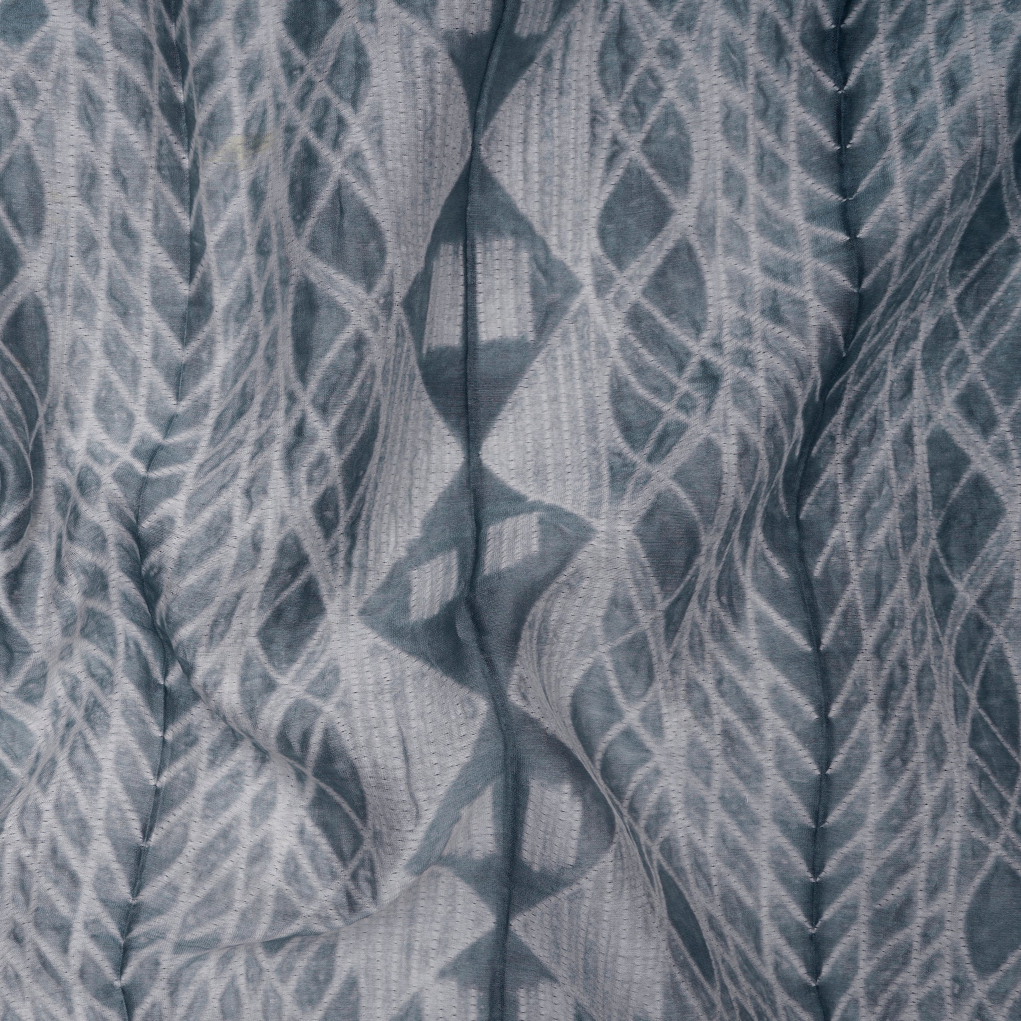 (Pre-Cut 2.70 Mtr) Grey Handcrafted Shibori Pure Chanderi Fabric