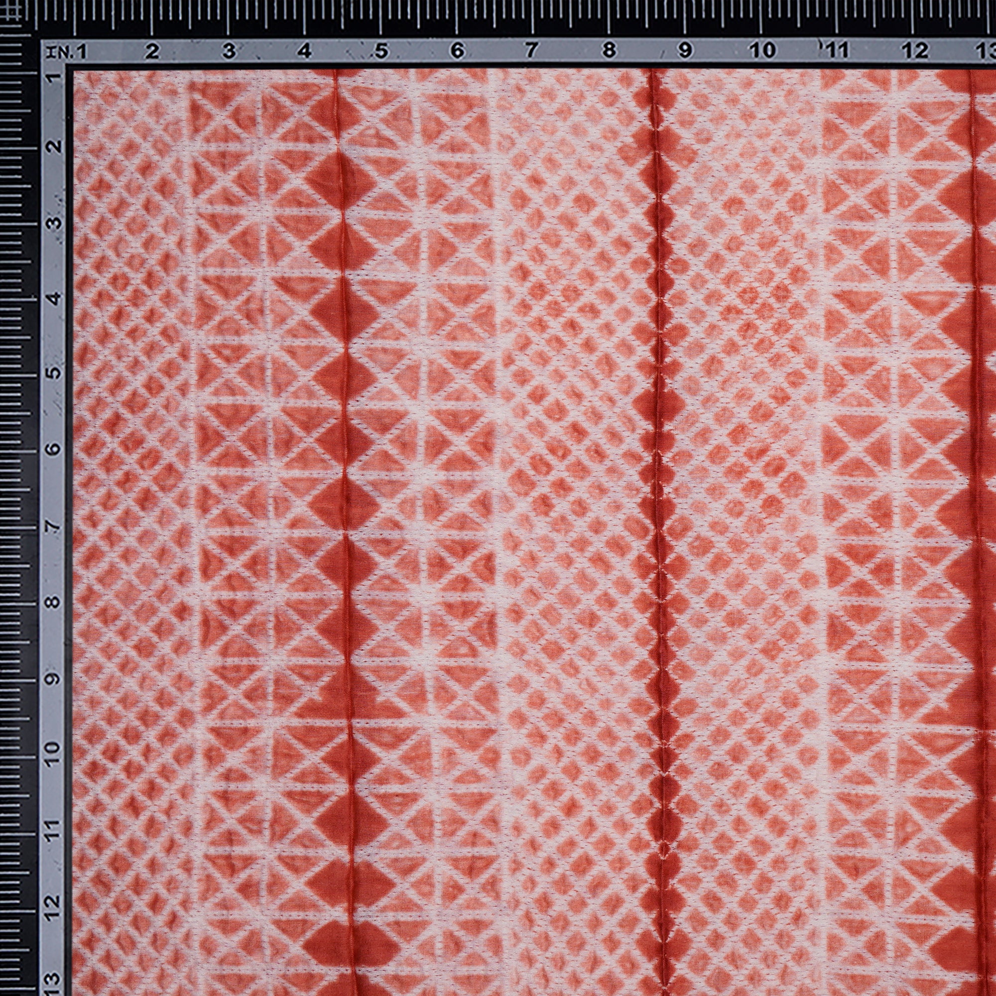 (Pre-Cut 2.65 Mtr) Terracotta Red Handcrafted Shibori Chanderi Fabric