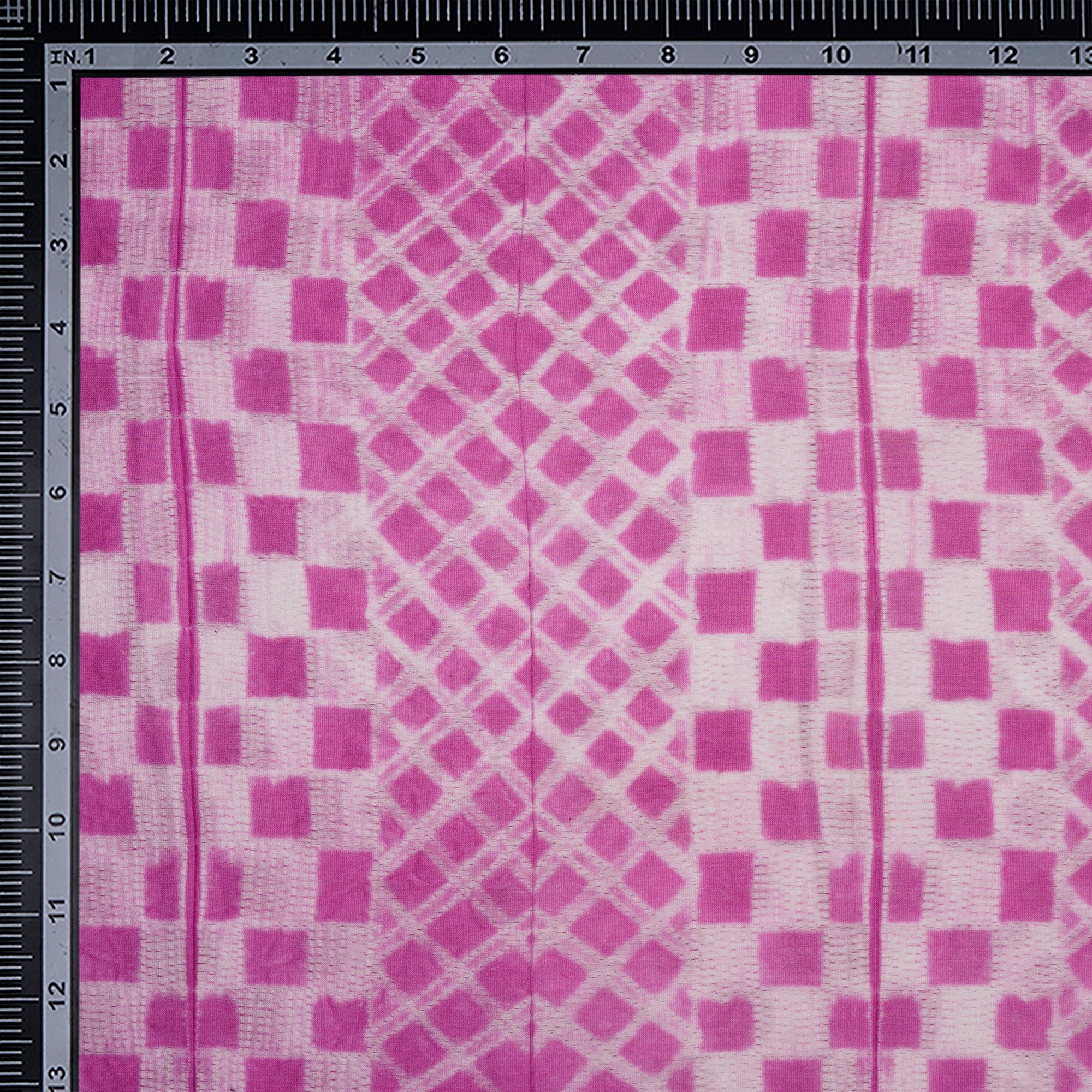 (Pre-Cut 2.10 Mtr) Bright Pink Handcrafted Shibori Pure Chanderi Fabric