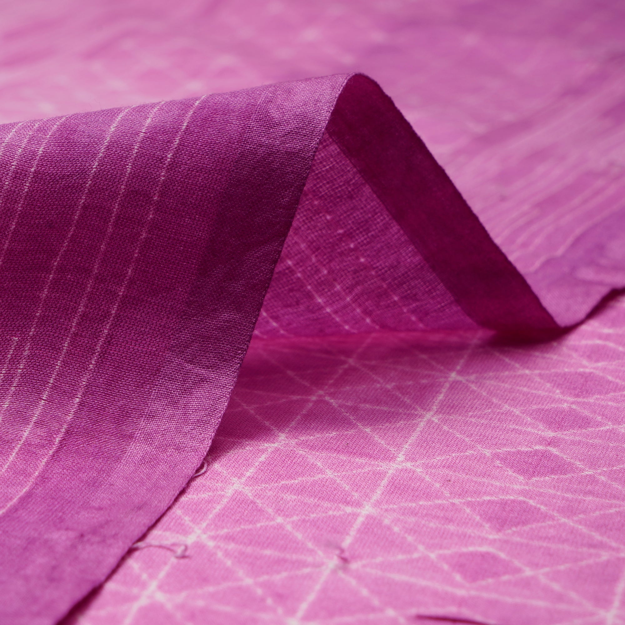 (Pre-Cut 2.25 Mtr) Pink Handcrafted Shibori Pure Chanderi Fabric