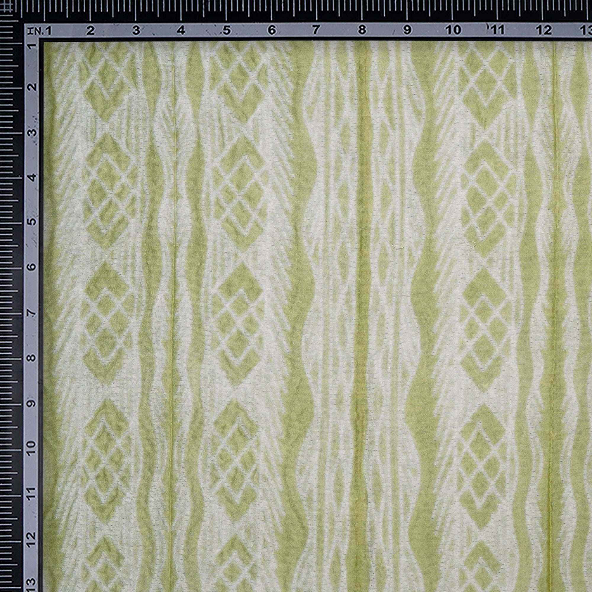 (Pre-Cut 2.65 Mtr) Green Handcrafted Shibori Pure Chanderi Fabric