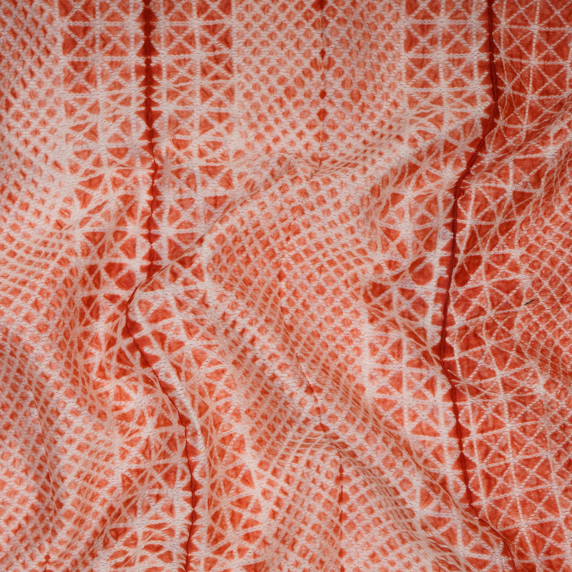 (Pre-Cut 2.75 Mtr) Terracotta Red Handcrafted Shibori Pure Chanderi Fabric