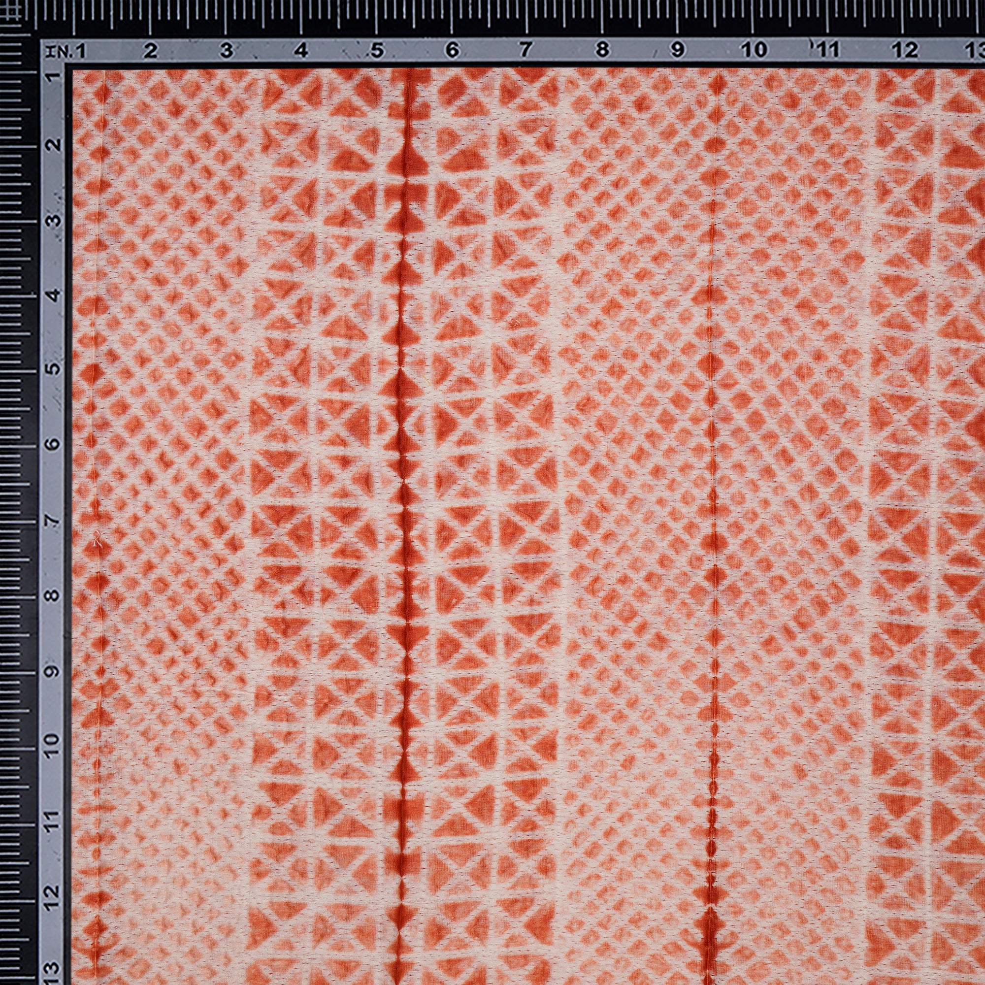 (Pre-Cut 2.75 Mtr) Terracotta Red Handcrafted Shibori Pure Chanderi Fabric