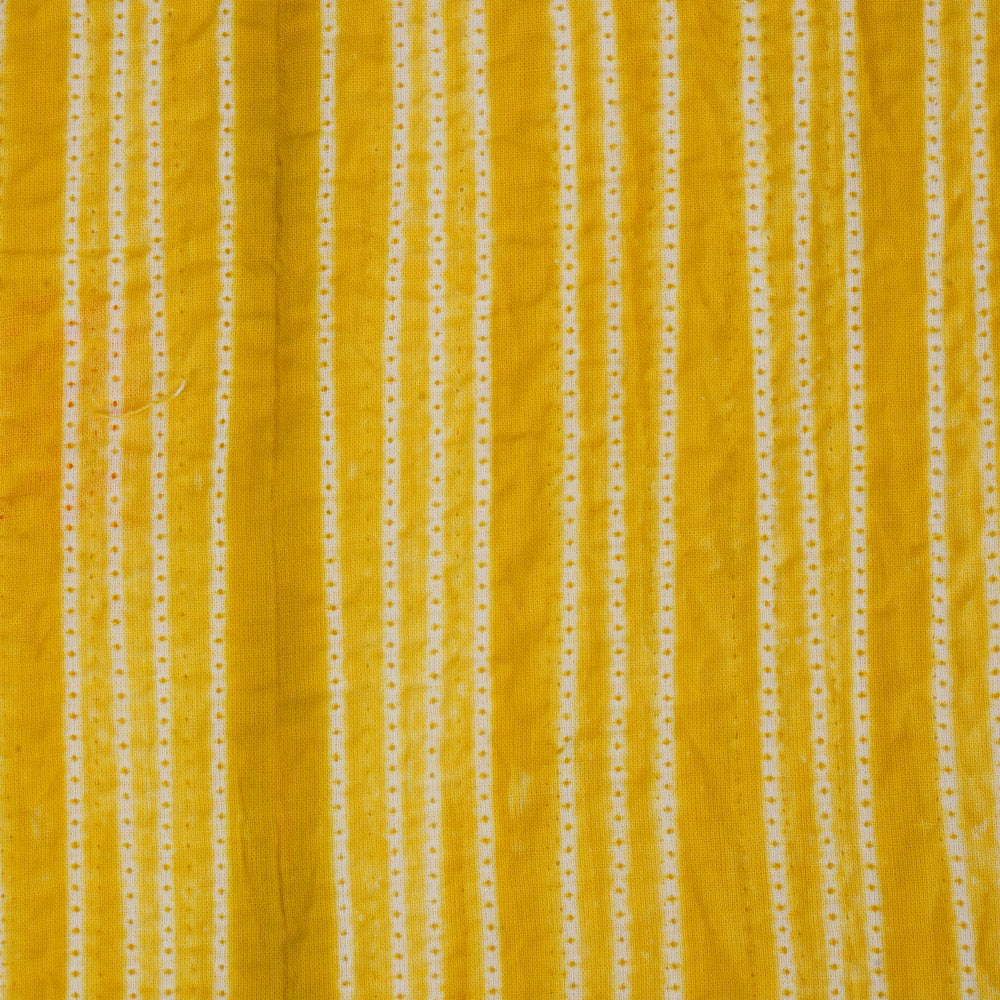(Pre Cut 2.80 Mtr Piece) Yellow Color Handcrafted Shibori Cotton Fabric