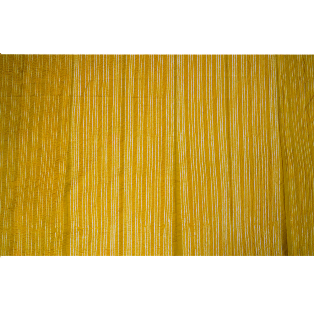 (Pre Cut 2.80 Mtr Piece) Yellow Color Handcrafted Shibori Cotton Fabric