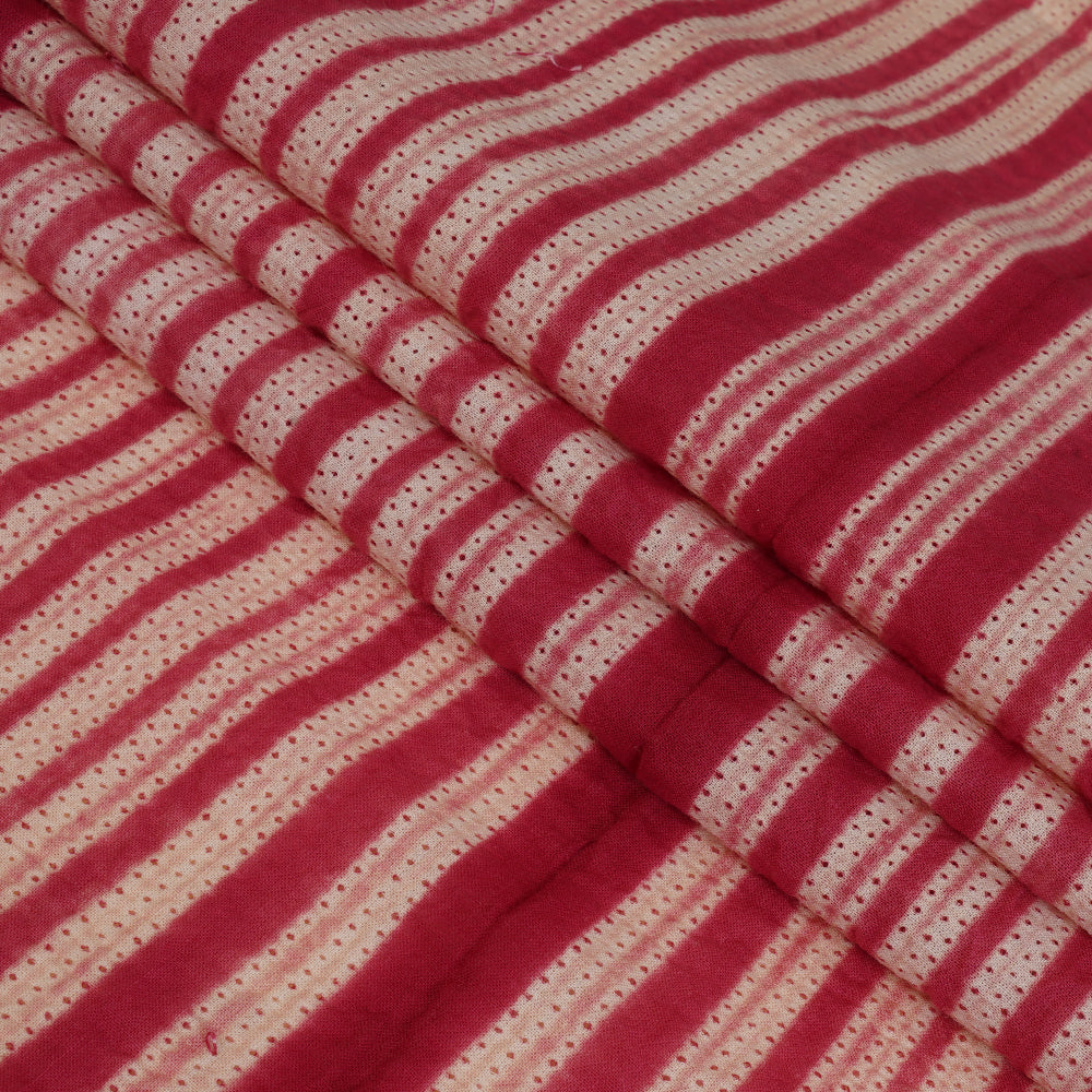 (Pre Cut 2.80 Mtr Piece) Vivid Burgundy Color Handcrafted Shibori Cotton Fabric
