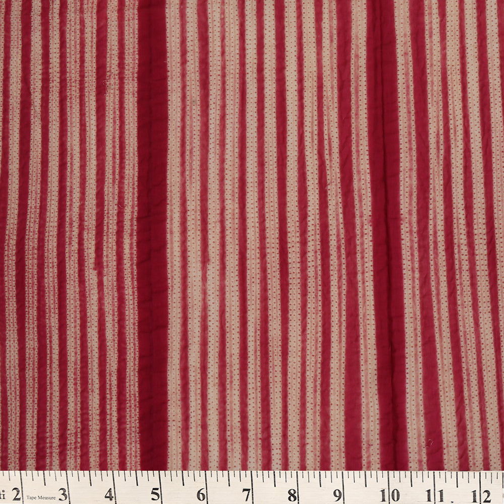 (Pre Cut 2.80 Mtr Piece) Vivid Burgundy Color Handcrafted Shibori Cotton Fabric