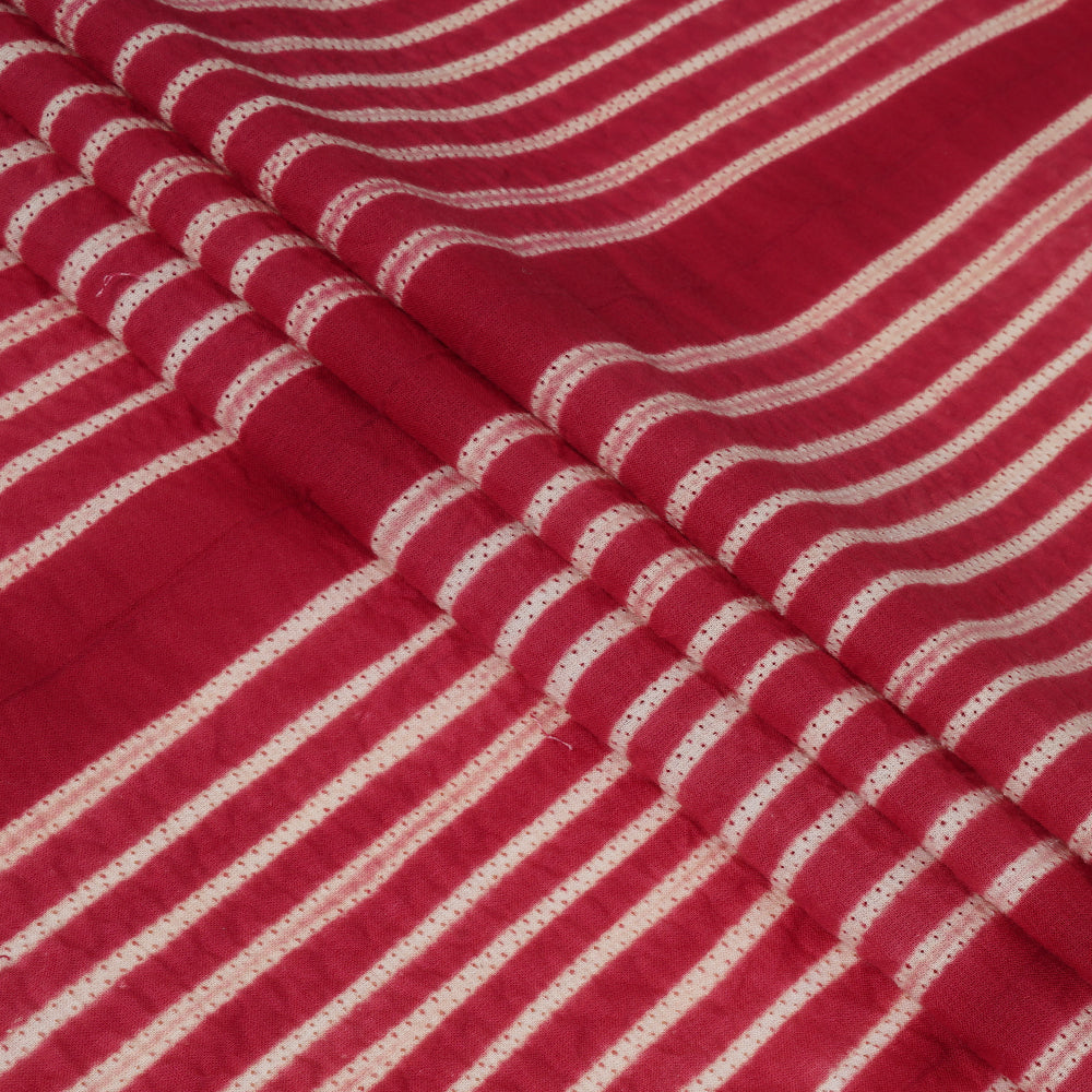 (Pre Cut 2.80 Mtr Piece) Vivid Burgundy Color Handcrafted Shibori Cotton Fabric