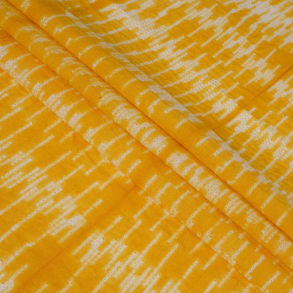 (Pre Cut 2.80 Mtr Piece) Dark Yellow Color Handcrafted Shibori Cotton Fabric