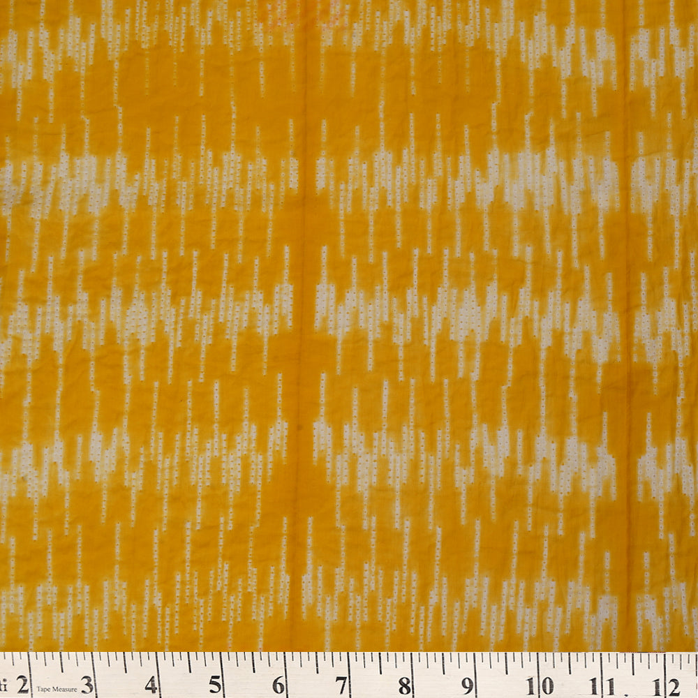(Pre Cut 2.80 Mtr Piece) Dark Yellow Color Handcrafted Shibori Cotton Fabric