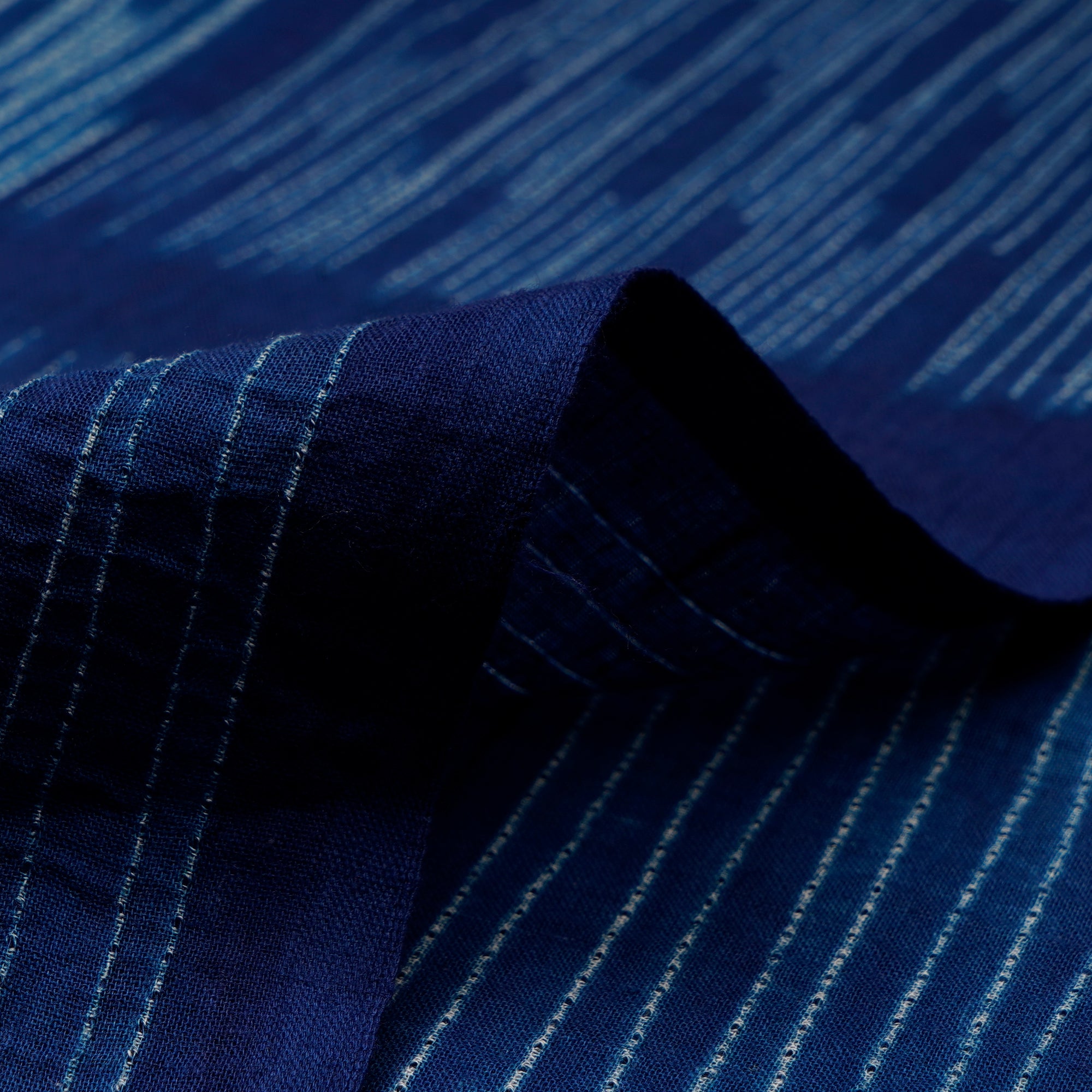 (Pre-Cut 2.70 Mtr) Blue Handcrafted Shibori Pure Cotton Fabric