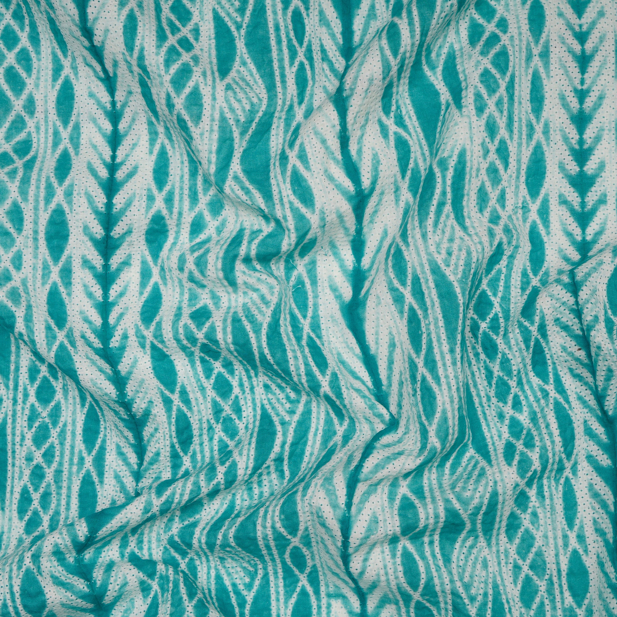 (Pre-Cut 2.80 Mtr) Jade Green Handcrafted Shibori Pure Cotton Fabric