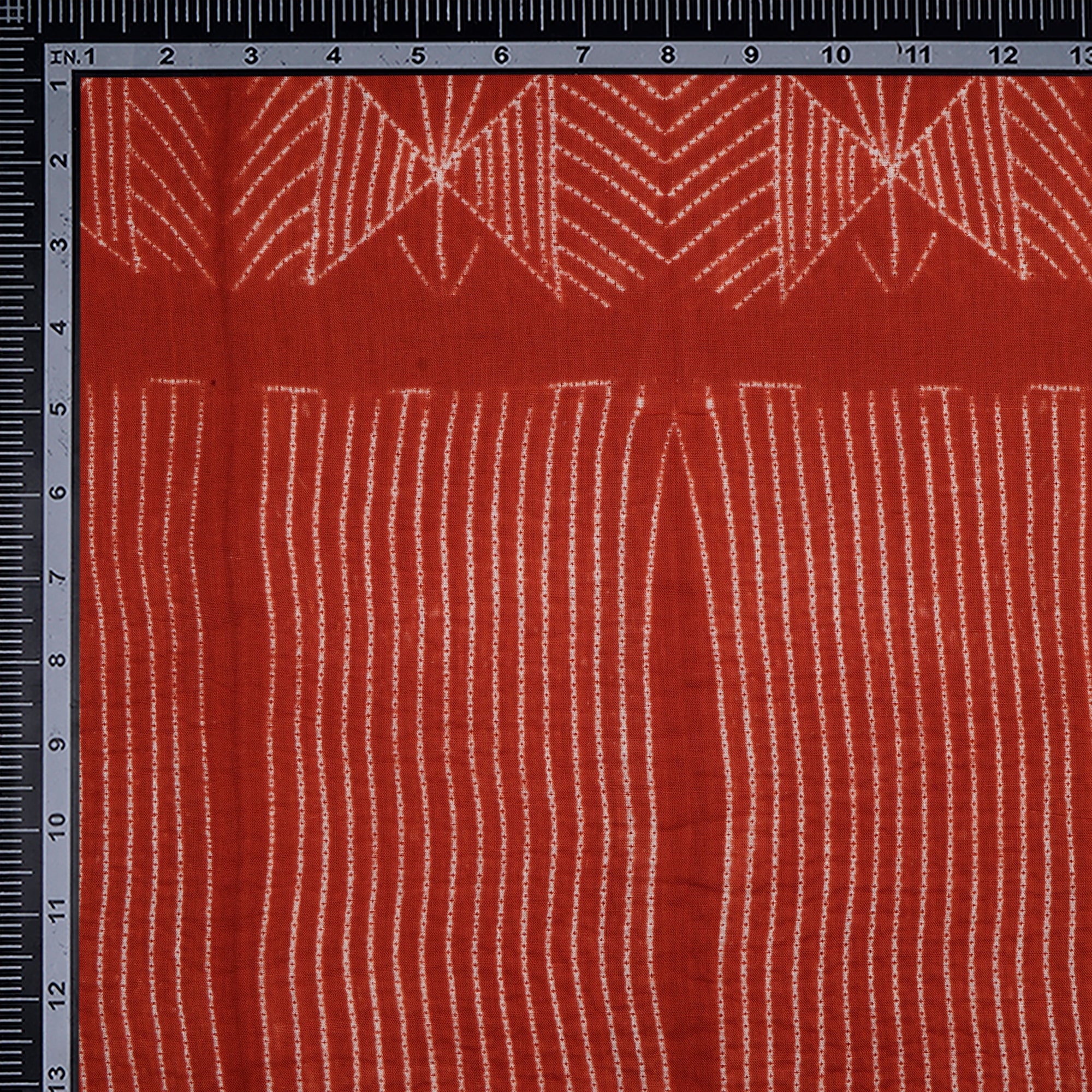 (Pre-Cut 2.80 Mtr) Vermilion Handcrafted Shibori Pure Cotton Fabric