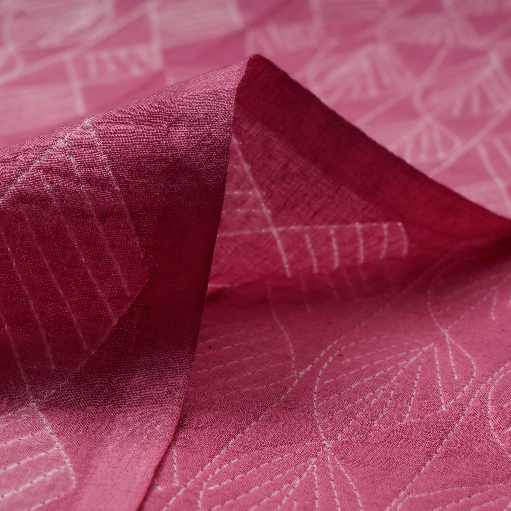 (Pre-Cut 2.80 Mtr) Blush Handcrafted Shibori Pure Cotton Fabric