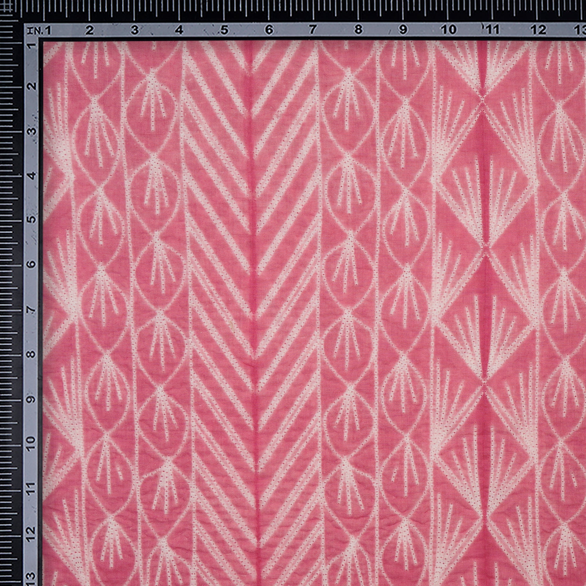 (Pre-Cut 2.80 Mtr) Rose Handcrafted Shibori Pure Cotton Fabric