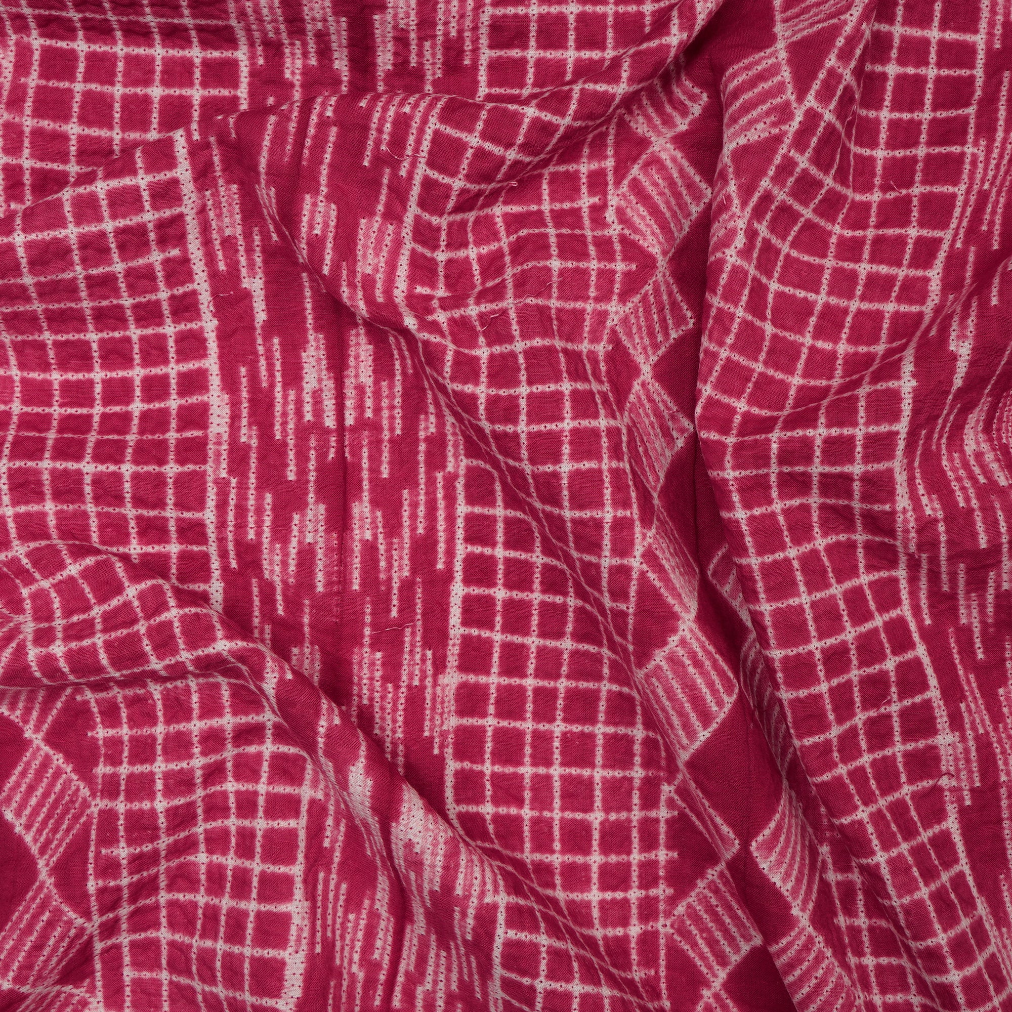 (Pre-Cut 2.80 Mtr) Ruby Handcrafted Shibori Pure Cotton Fabric