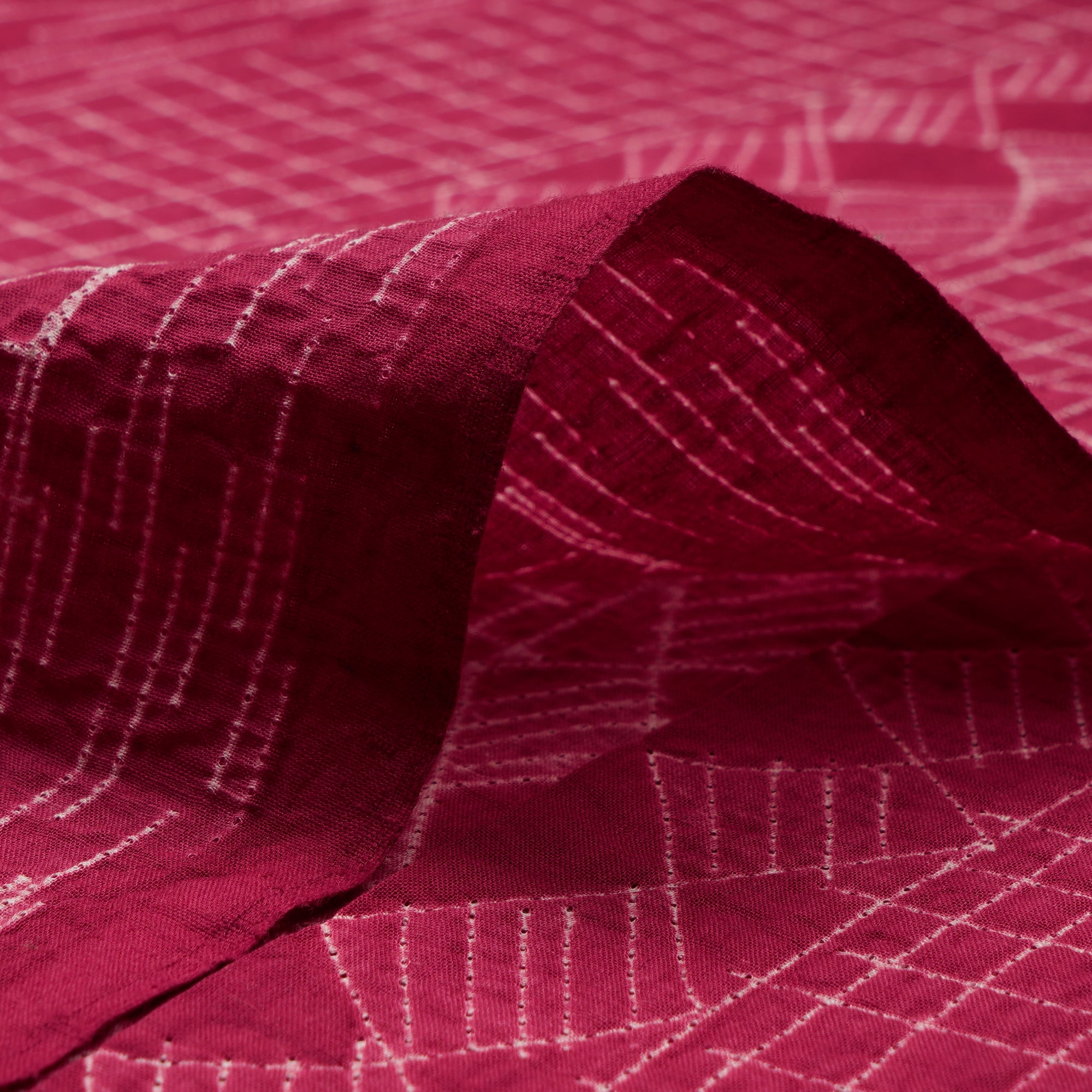 (Pre-Cut 2.80 Mtr) Ruby Handcrafted Shibori Pure Cotton Fabric