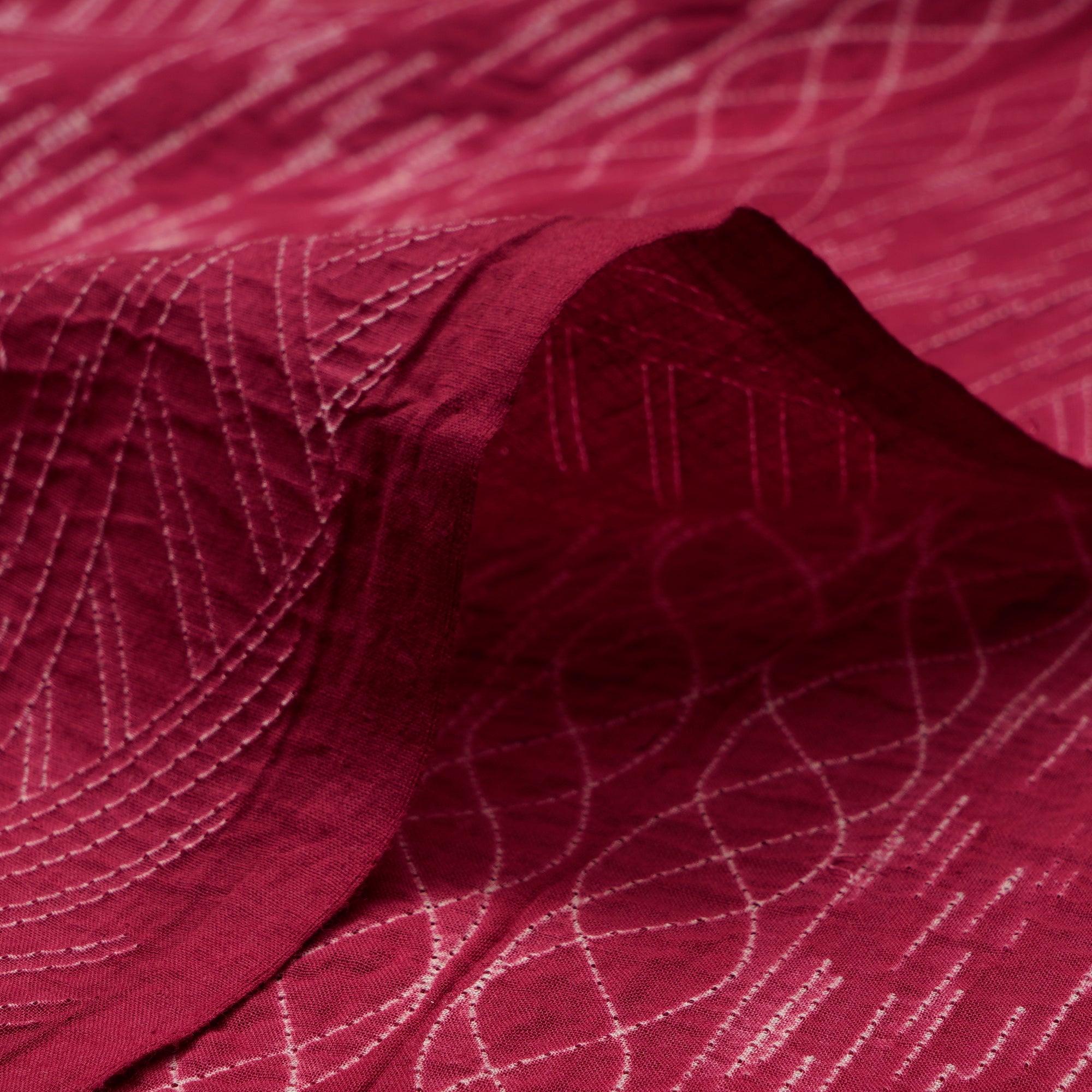 (Pre-Cut 2.80 Mtr) Rufous Handcrafted Shibori Pure Cotton Fabric