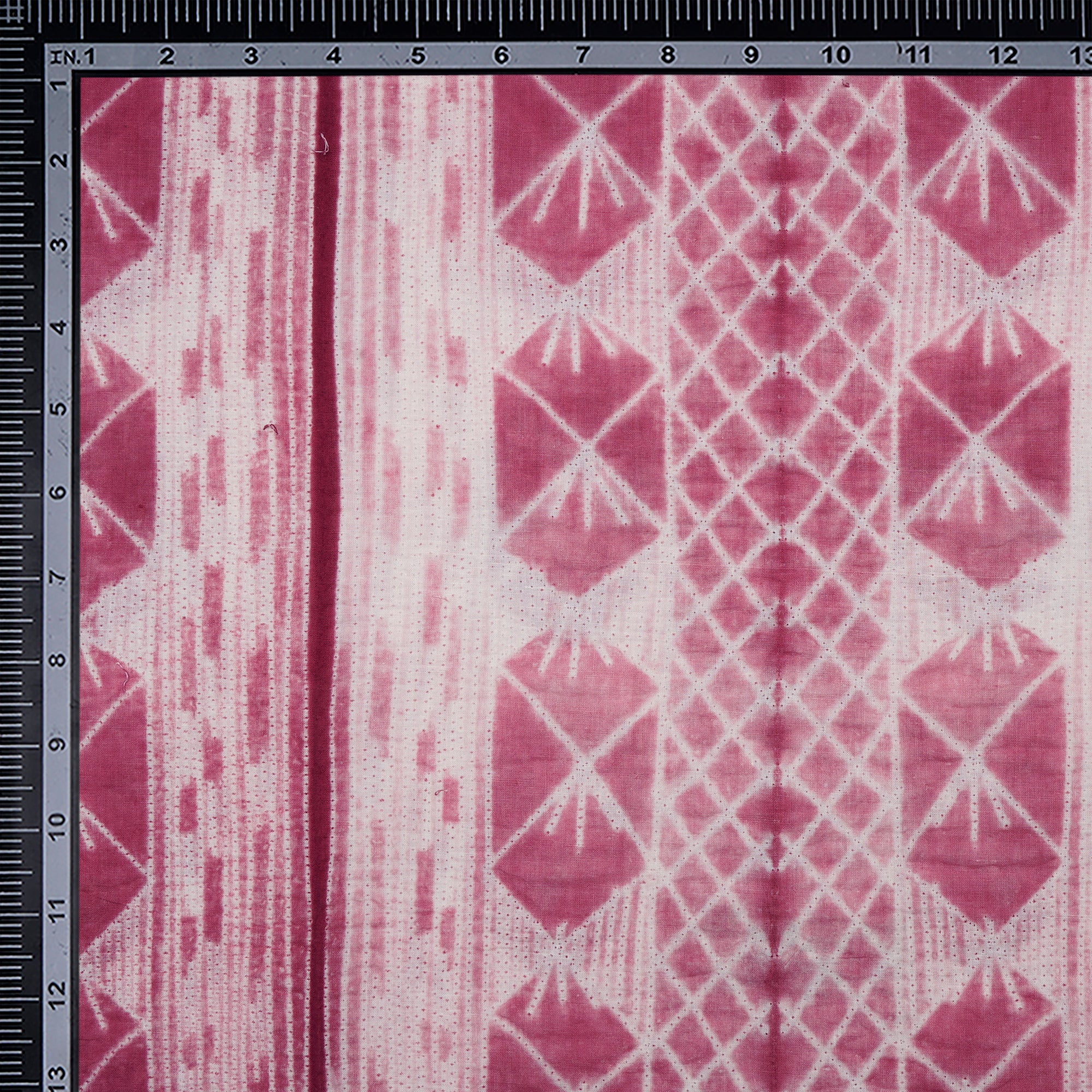 (Pre-Cut 2.70 Mtr) Fiery Rose Handcrafted Shibori Pure Cotton Fabric