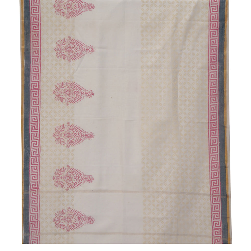 White Color Embroidered Pure Chanderi Suit Set with Dupatta