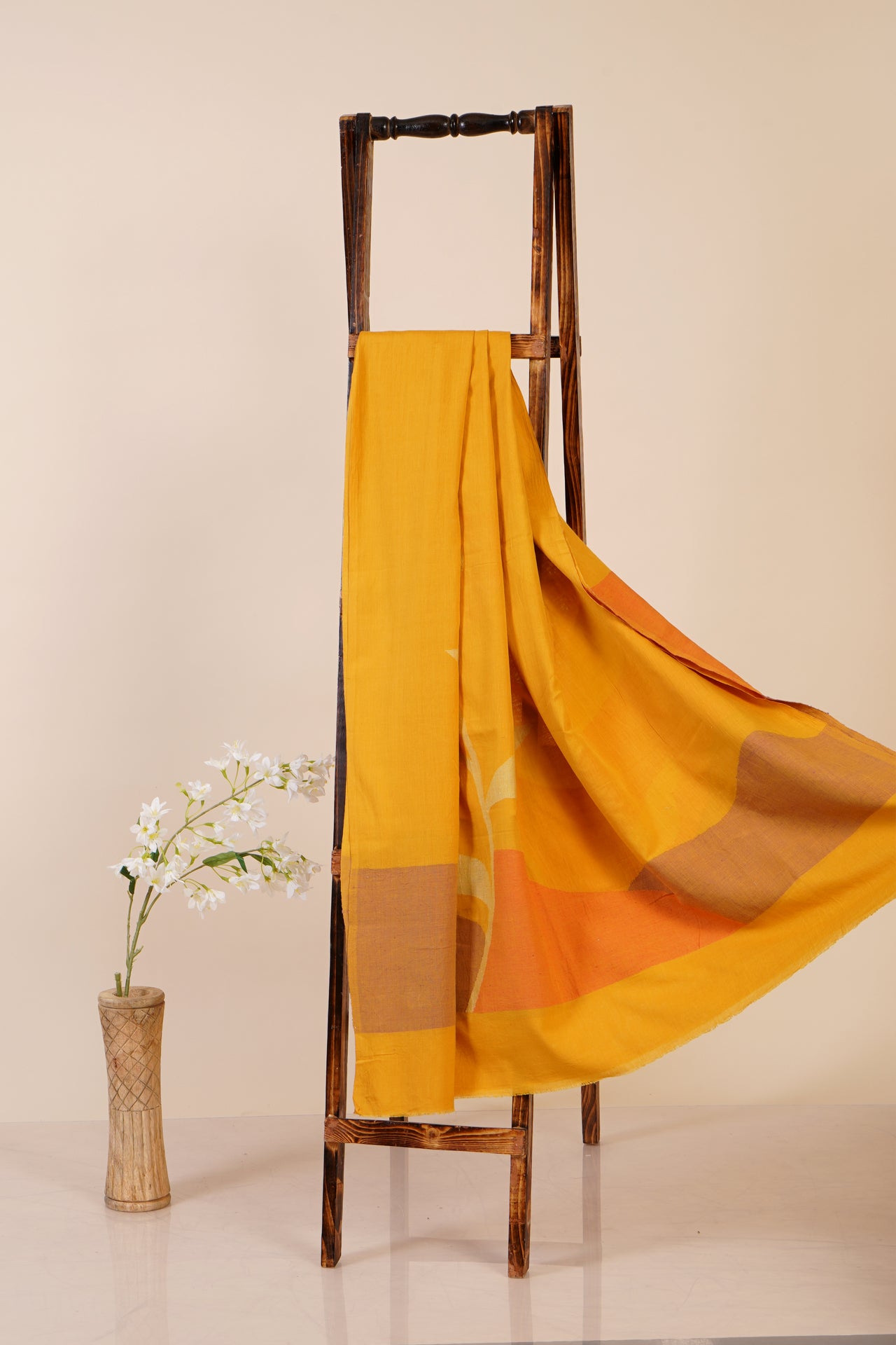Yellow Color Handwoven Jamdani Cotton Dress or Kurta Piece