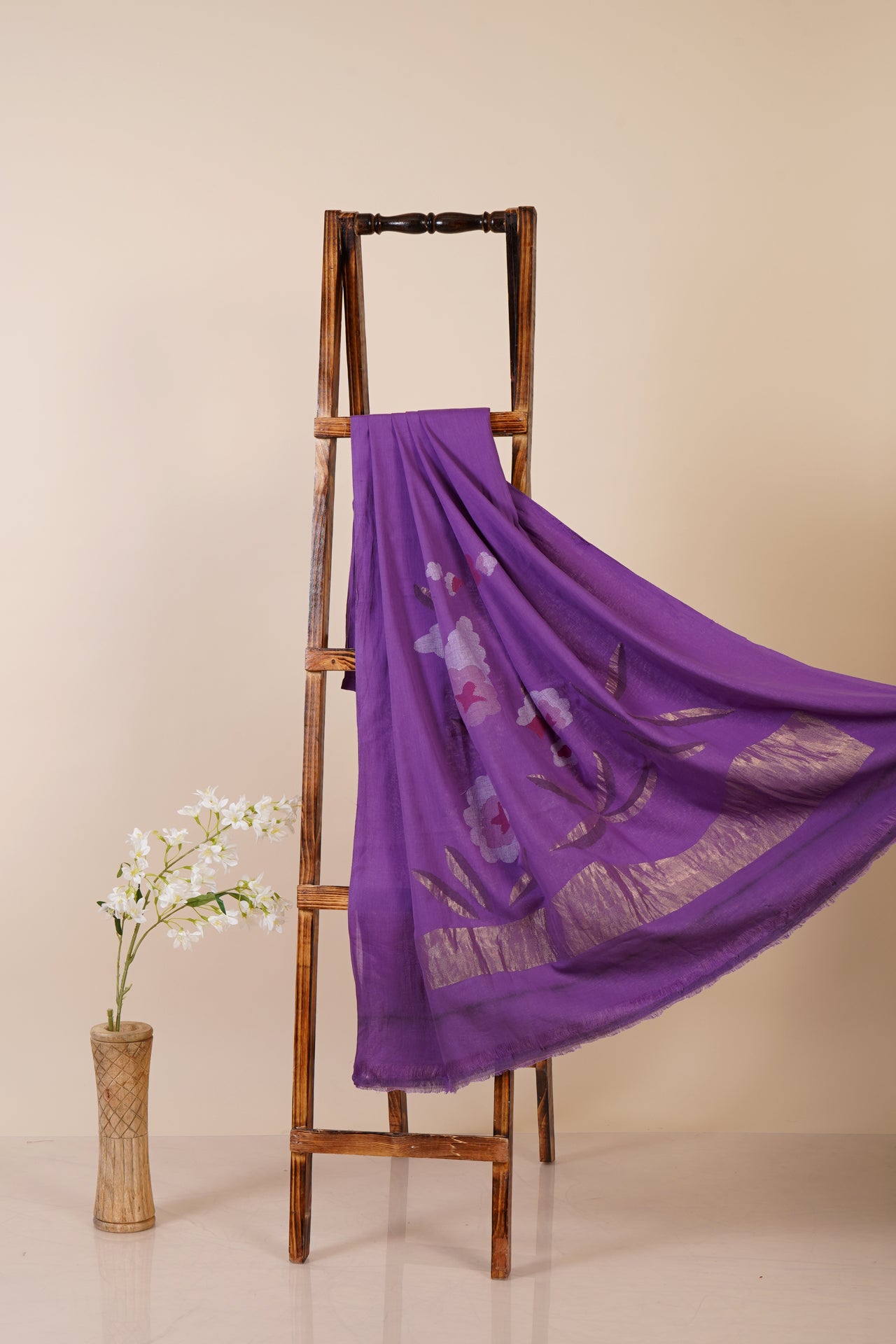 Purple Color Handwoven Jamdani Cotton Dress or Kurta Piece