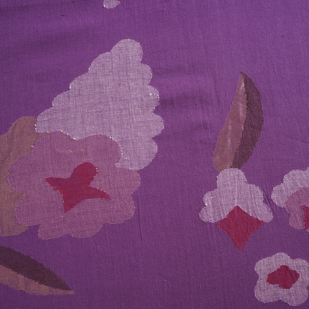 Purple Color Handwoven Jamdani Cotton Dress or Kurta Piece