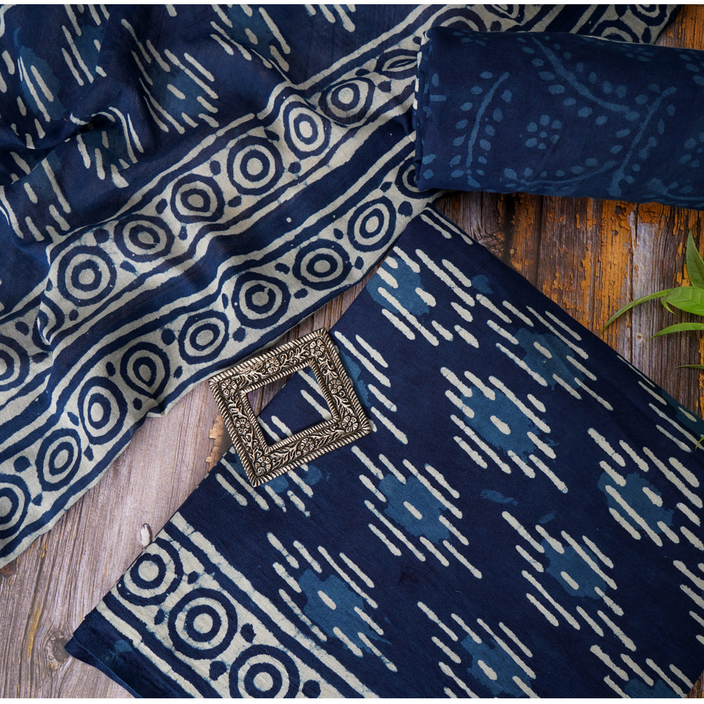 Blue Color Handcrafted Block Printed Cotton Suit Sets