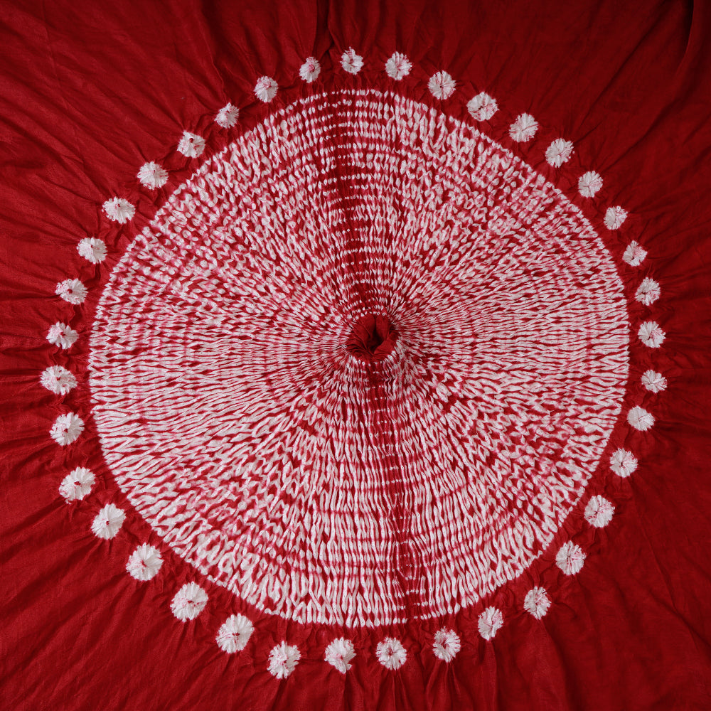Red Color Handcrafted Shibori Printed Silk Kurta Piece