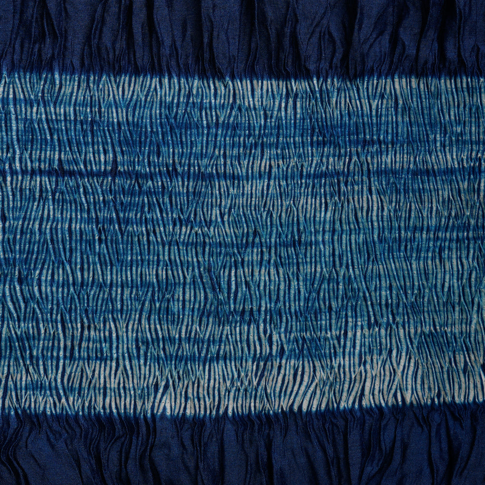 Dark Blue Color Handcrafted Shibori Printed Silk Kurta Piece