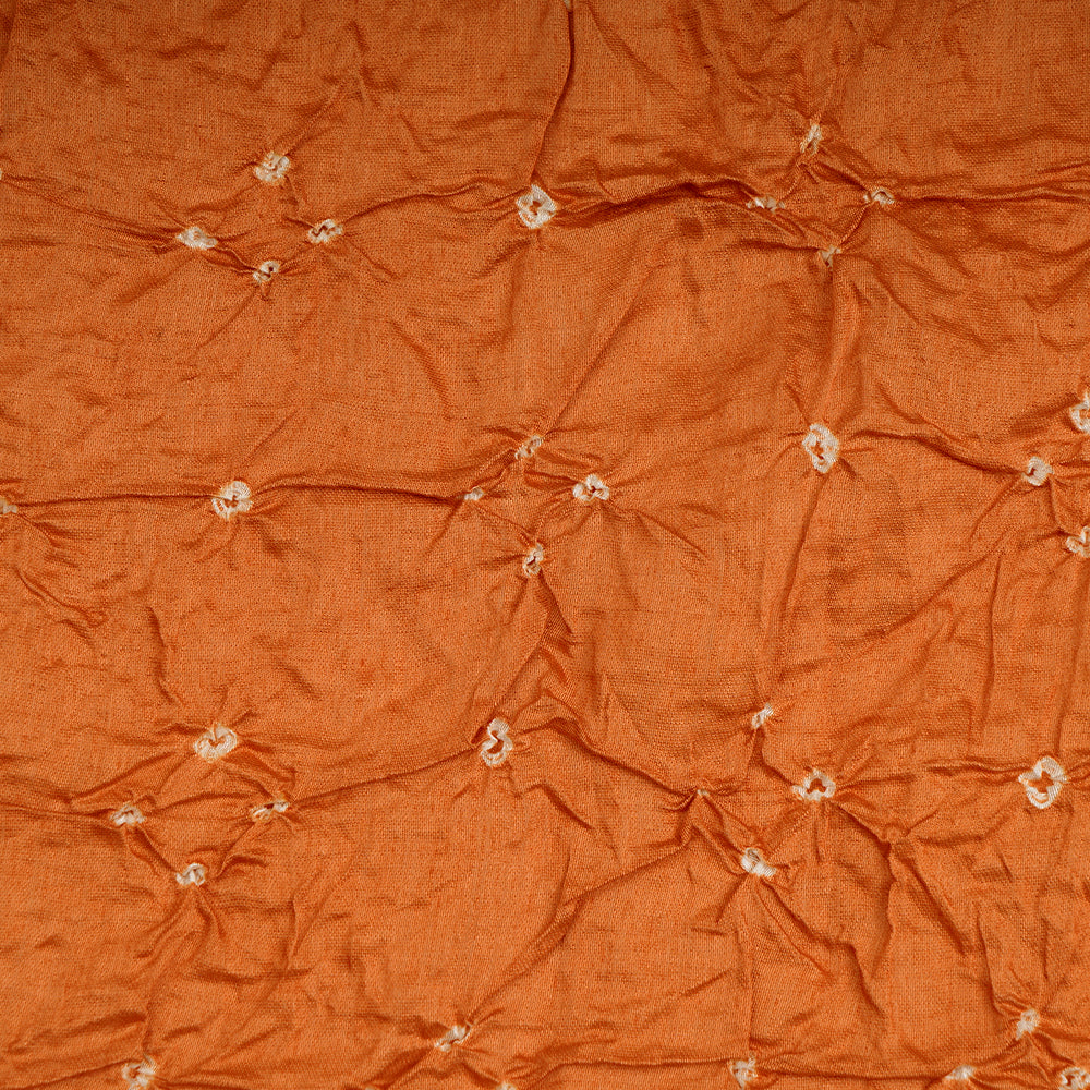 Carrot Orange Color Handcrafted Bandhani Printed Pure Chanderi Kurta Piece