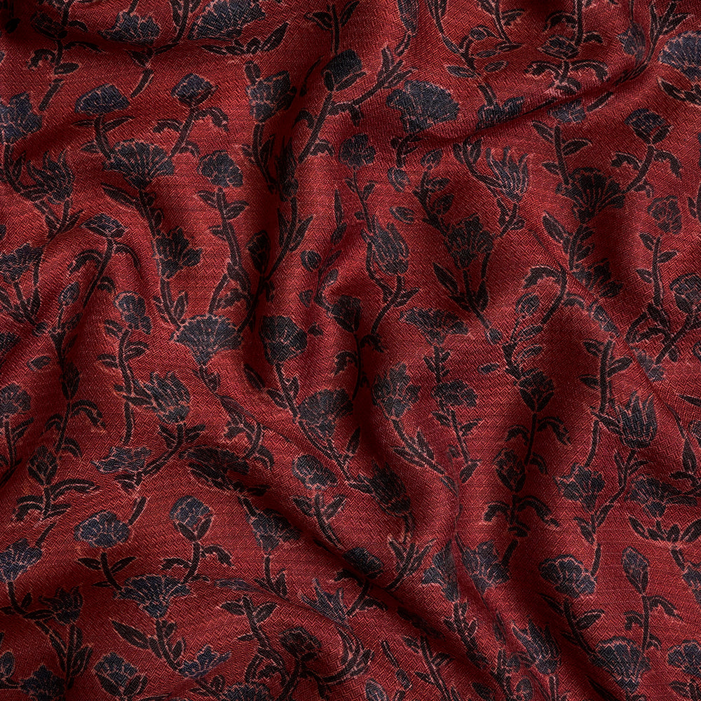 (Pre-Cut 3 Mtr) Maroon Color Handcrafted Ajrak Printed Modal Dobby Fabric