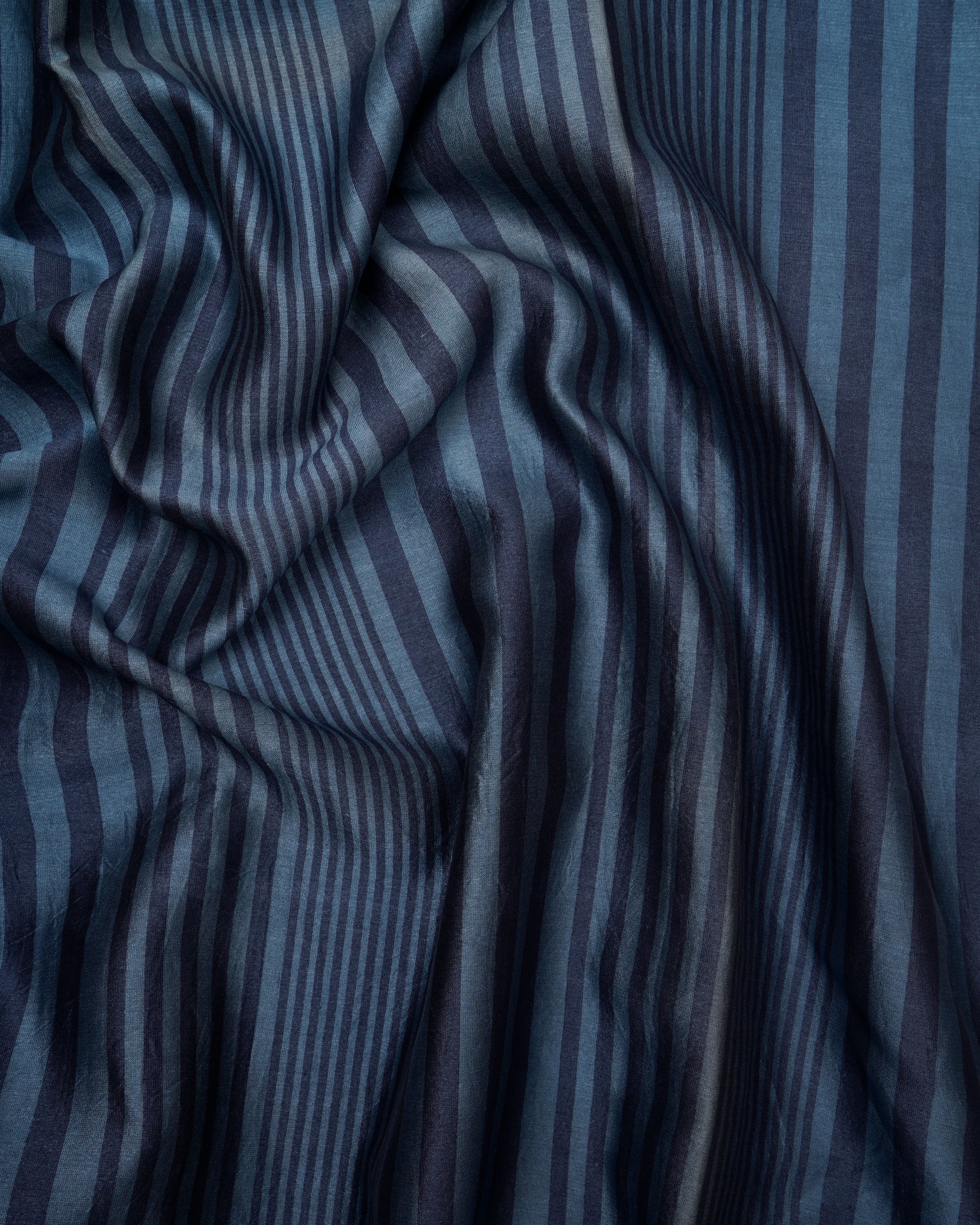 Blue-Grey Printed Chanderi Unstitched Suit Set