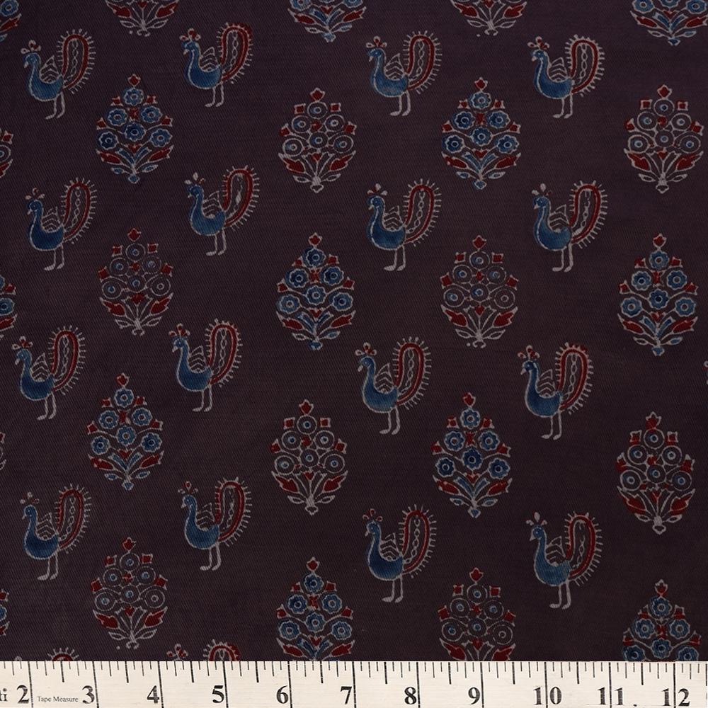 (Pre Cut 3 Mtr Piece) Wine Stain Color Handcrafted Ajrak Printed Modal Dobby Fabric