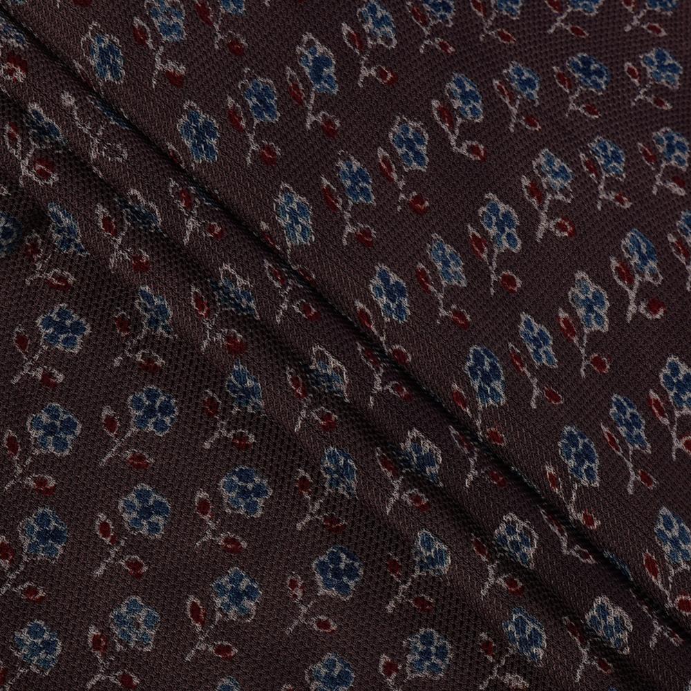 (Pre Cut 3 Mtr Piece) Penny Brown Color Handcrafted Ajrak Printed Modal Dobby Fabric
