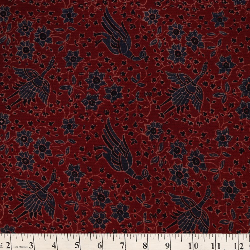 (Pre Cut 3 Mtr Piece) Red Color Handcrafted Ajrak Printed Modal Dobby Fabric
