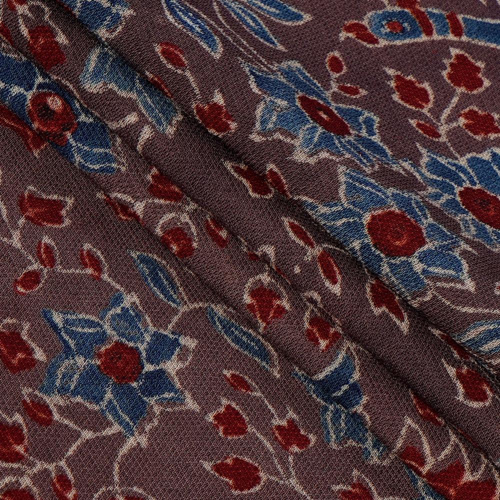 (Pre Cut 3 Mtr Piece) Penny Brown Color Handcrafted Ajrak Printed Modal Dobby Fabric